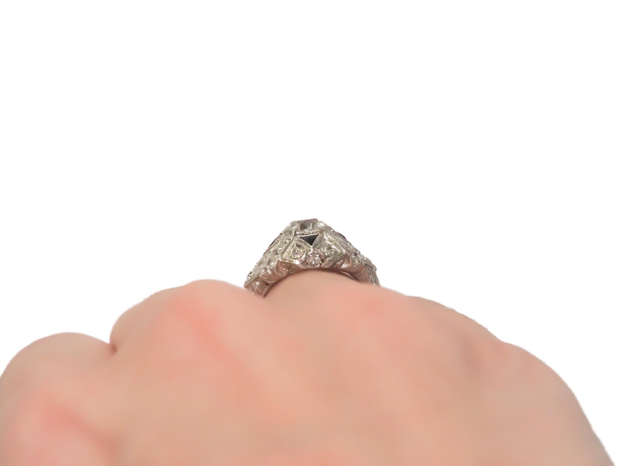 1930s Art Deco 1.28 Carat GIA Certified Old European Diamond Engagement Ring For Sale 5