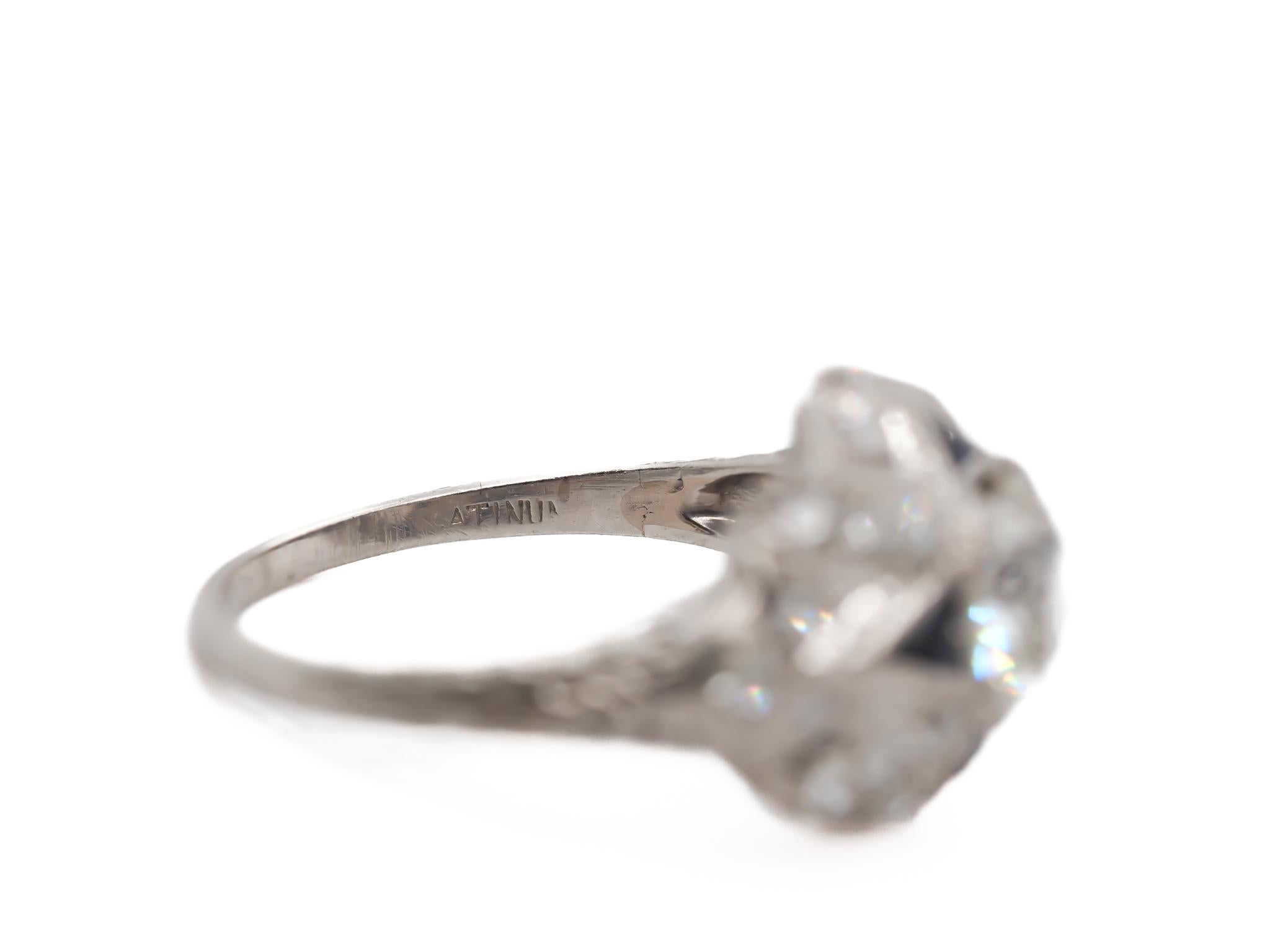 1930s Art Deco 1.28 Carat GIA Certified Old European Diamond Engagement Ring For Sale 1