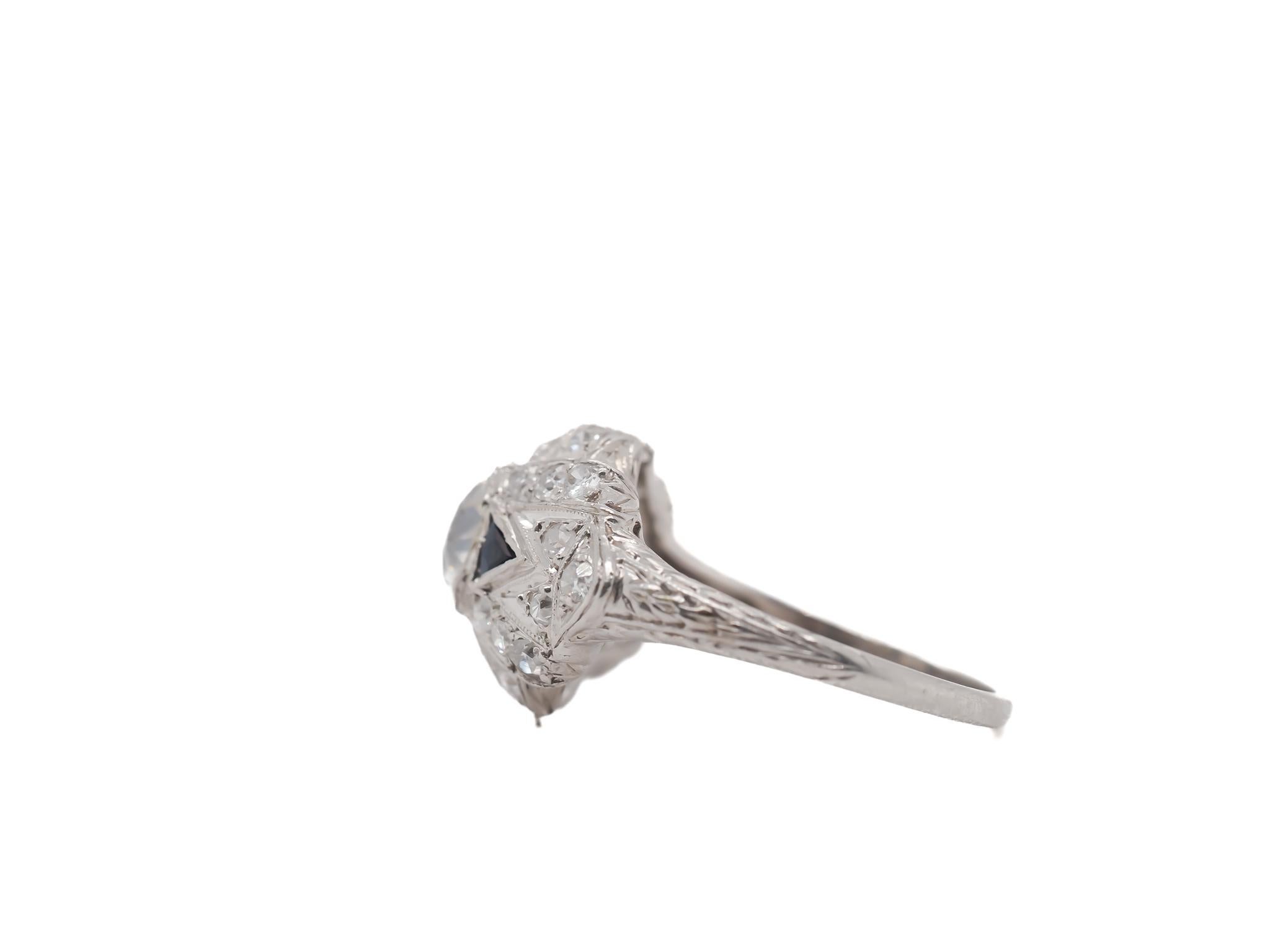 1930s Art Deco 1.28 Carat GIA Certified Old European Diamond Engagement Ring For Sale 3