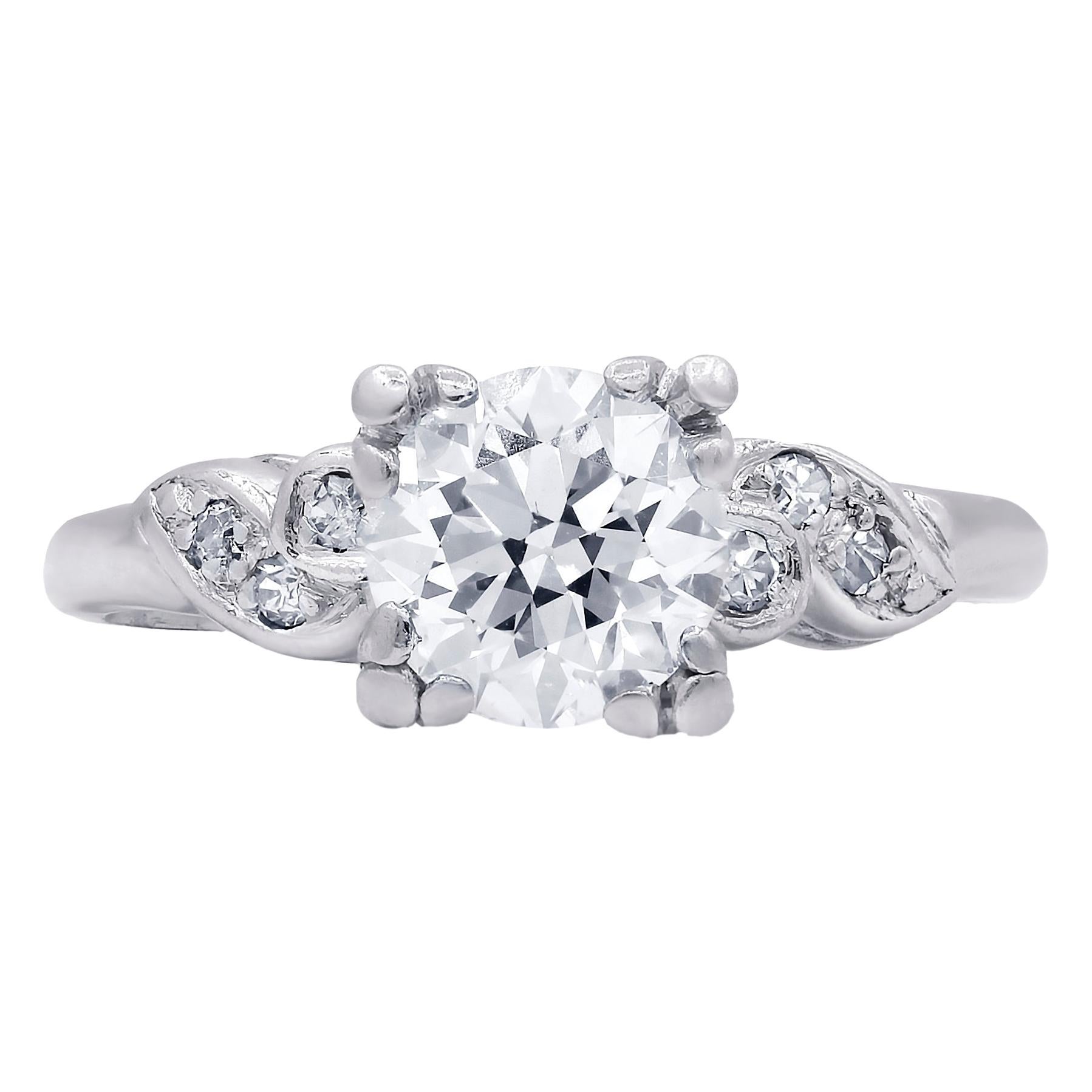 1930s Art Deco 1.30 Carat Diamond Engagement Ring For Sale