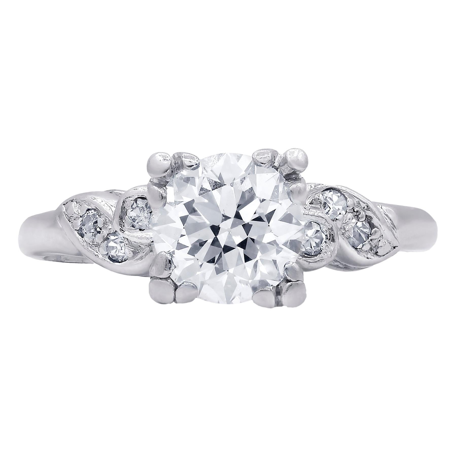 Bague de fiançailles Art déco des années 1930 avec diamants de 1,30 carat