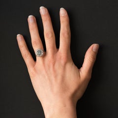 1930s Art Deco 1.33 Carat Aquamarine Diamonds 18 Karats White Gold Round Ring