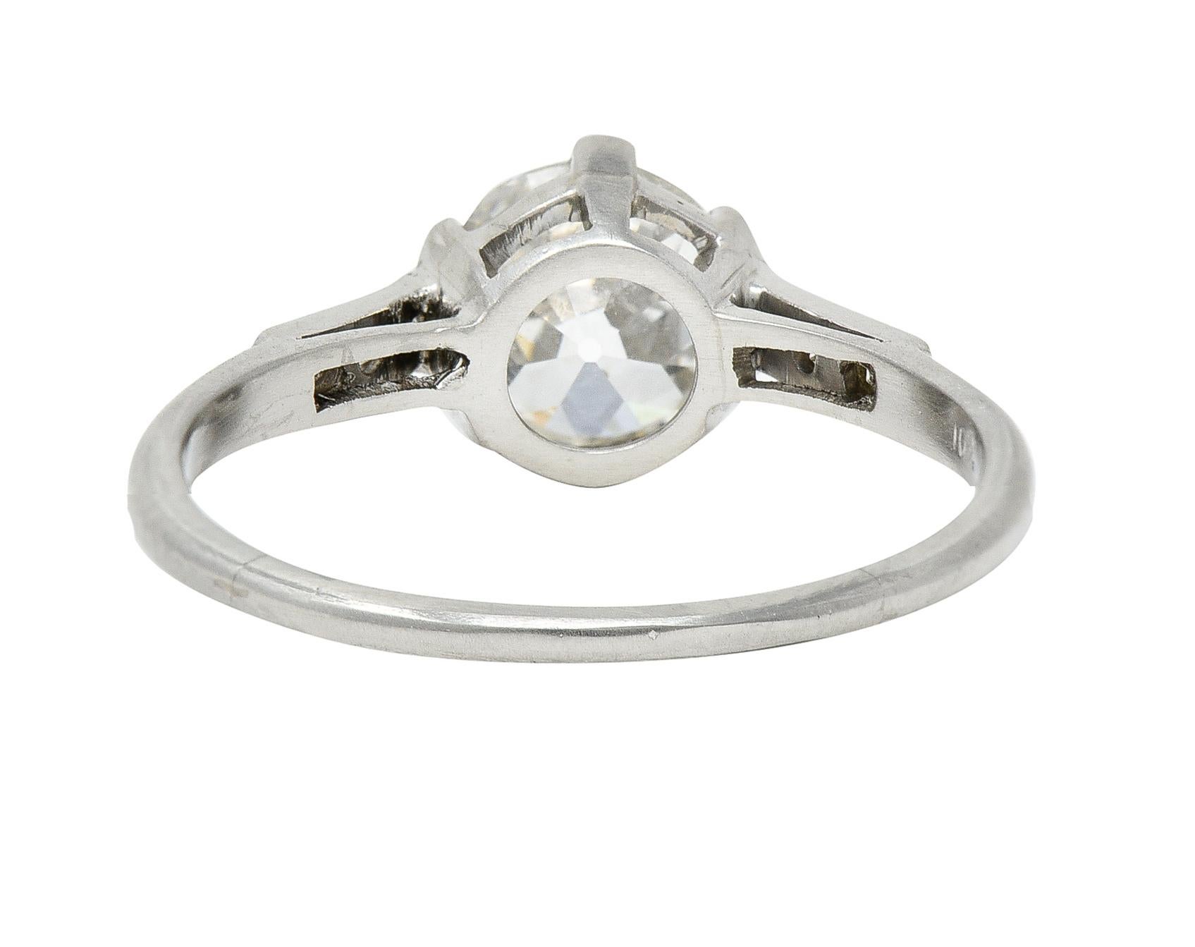 Women's or Men's 1930's Art Deco 1.34 CTW Old Mine Cut Diamond Platinum Six Prong Engagement Ring For Sale