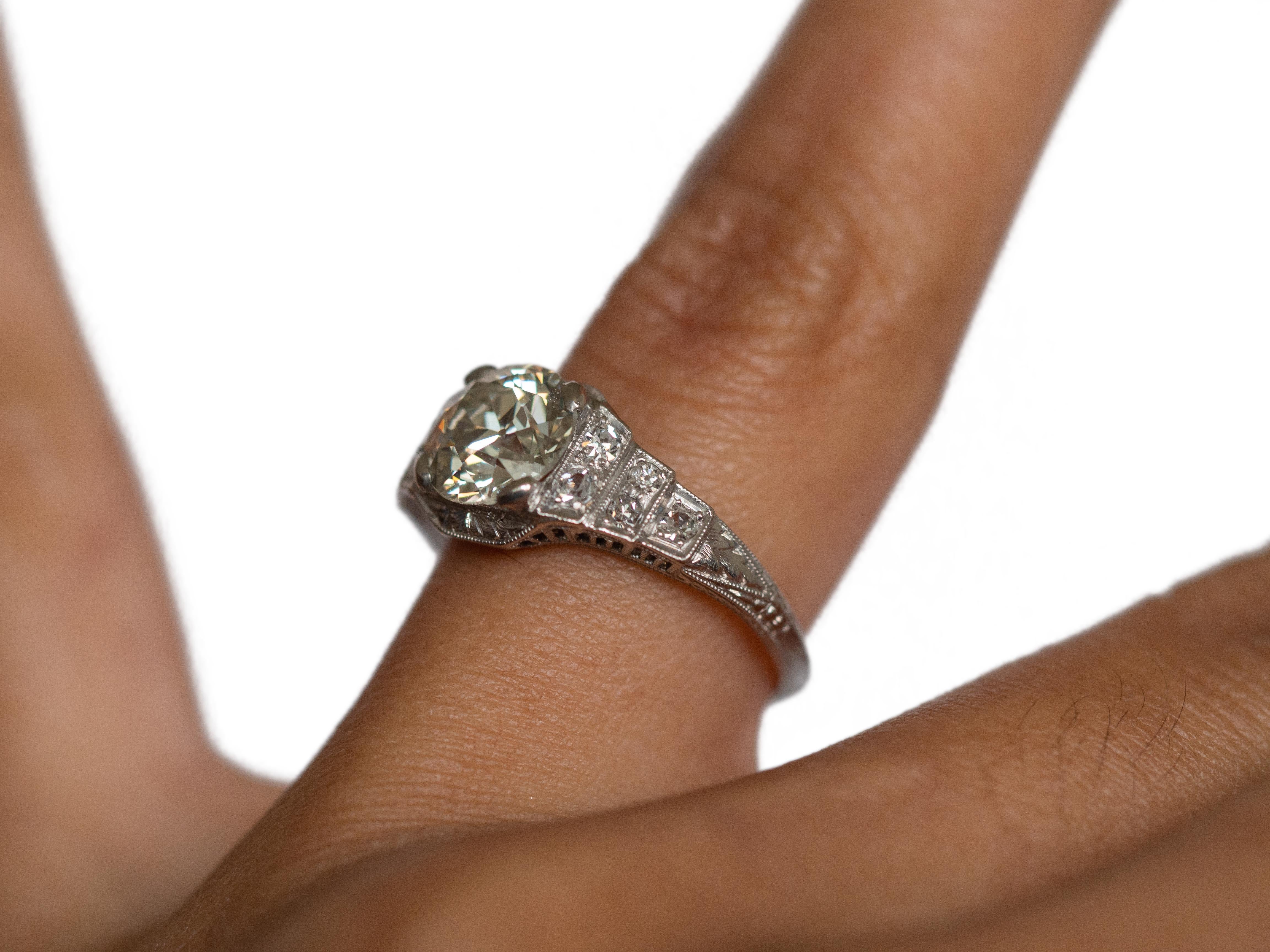 GIA Certified 1.61 Carat Diamond Platinum Engagement Ring In Good Condition For Sale In Atlanta, GA