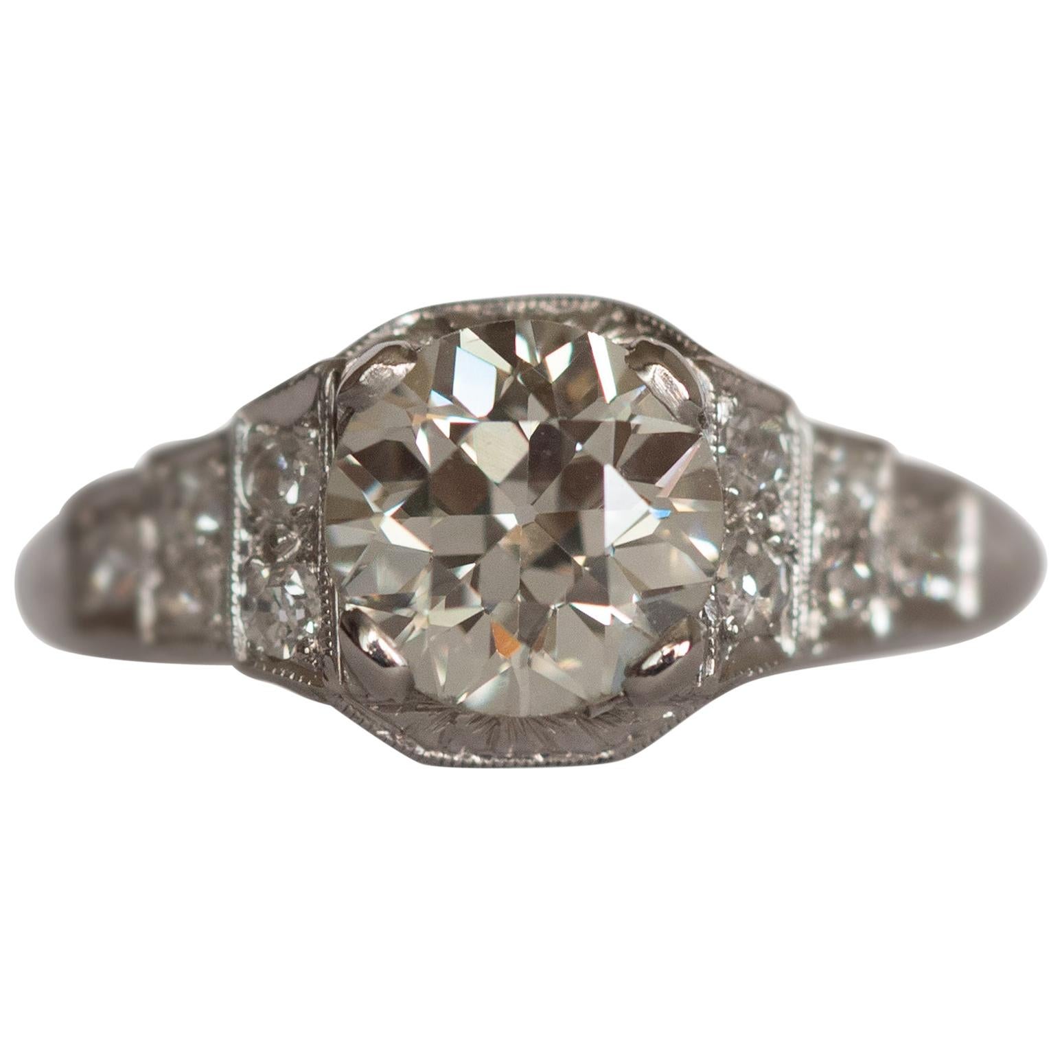 Bague de fiançailles en platine avec diamant certifié GIA de 1,61 carat