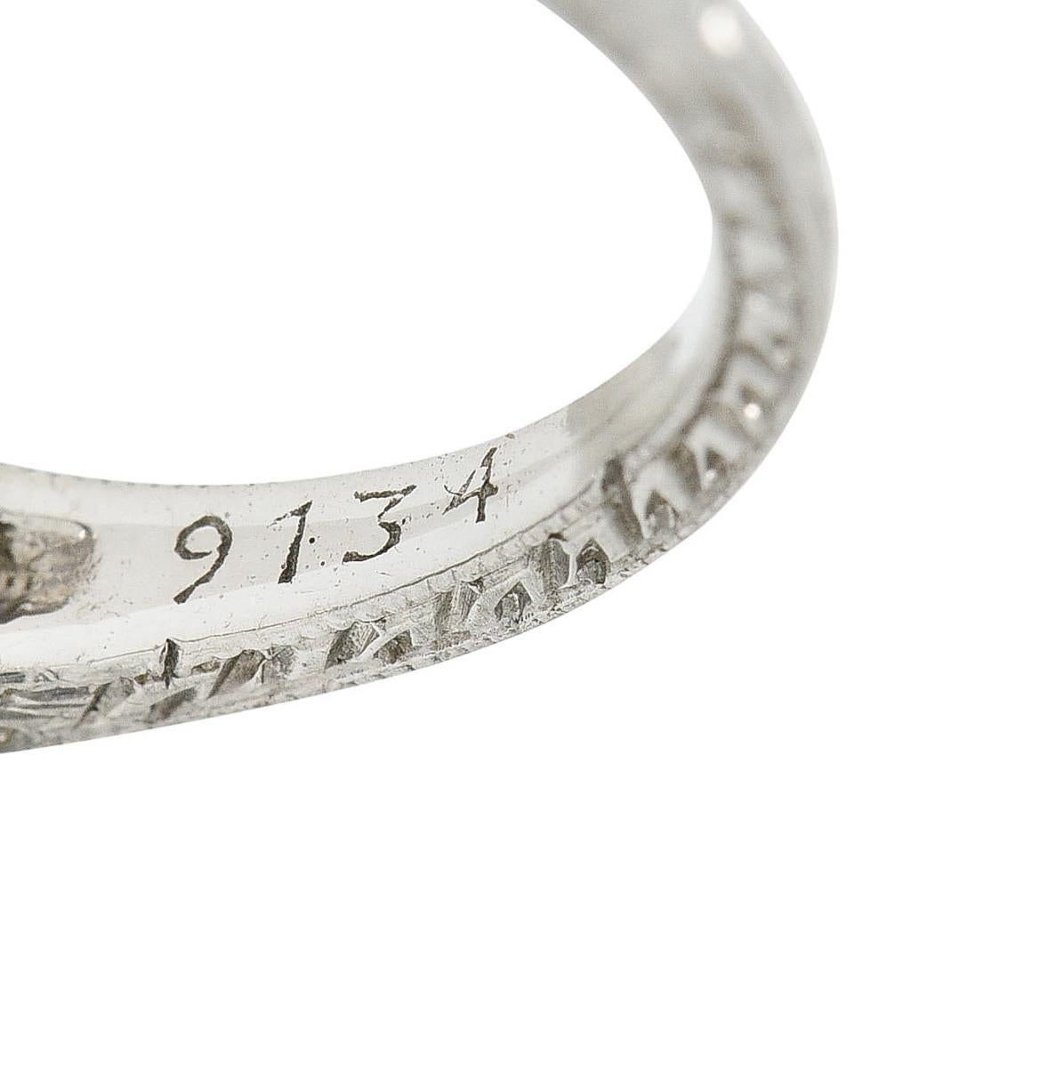 1930's Art Deco 1.68 Carats Diamond Platinum Lotus Engagement Ring GIA 1