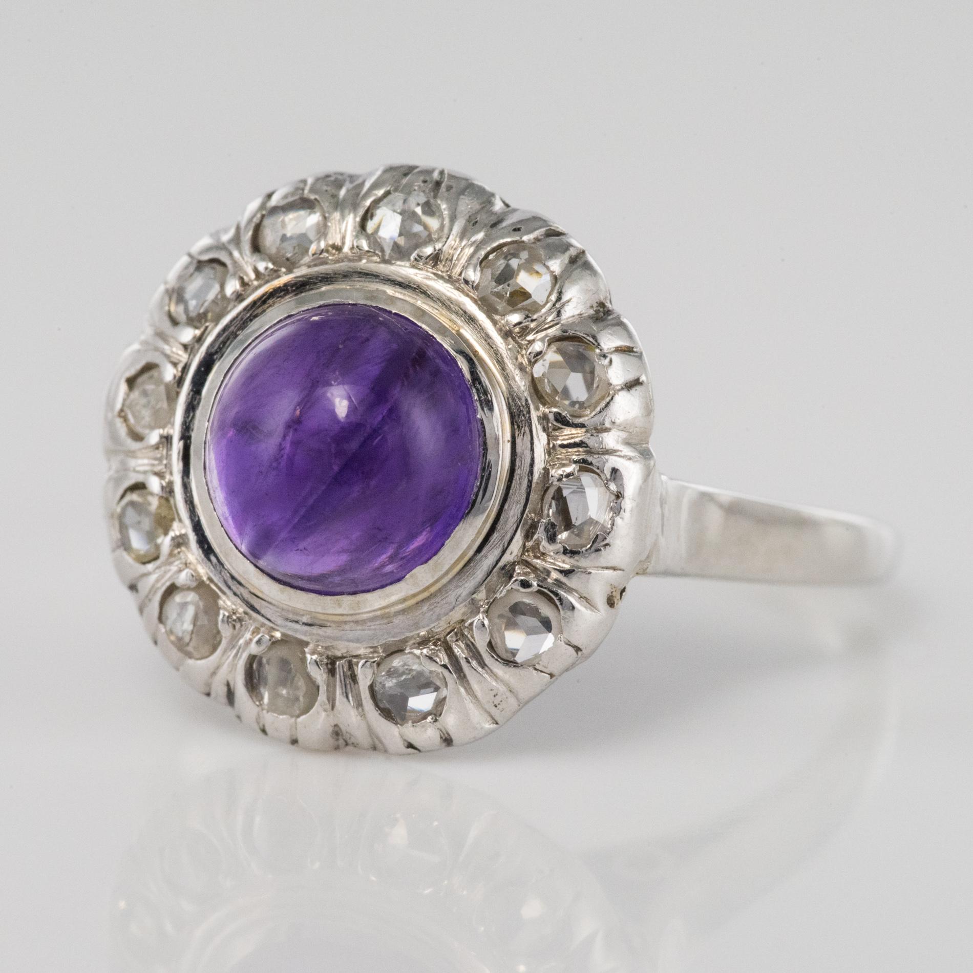 1930er Jahre Art Deco 1,75 Karat Amethyst Diamanten 18 Karat Weißgold Ring (Art déco) im Angebot