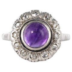 1930s Art Deco 1.75 Carat Amethyst Diamonds 18 Karat White Gold Ring