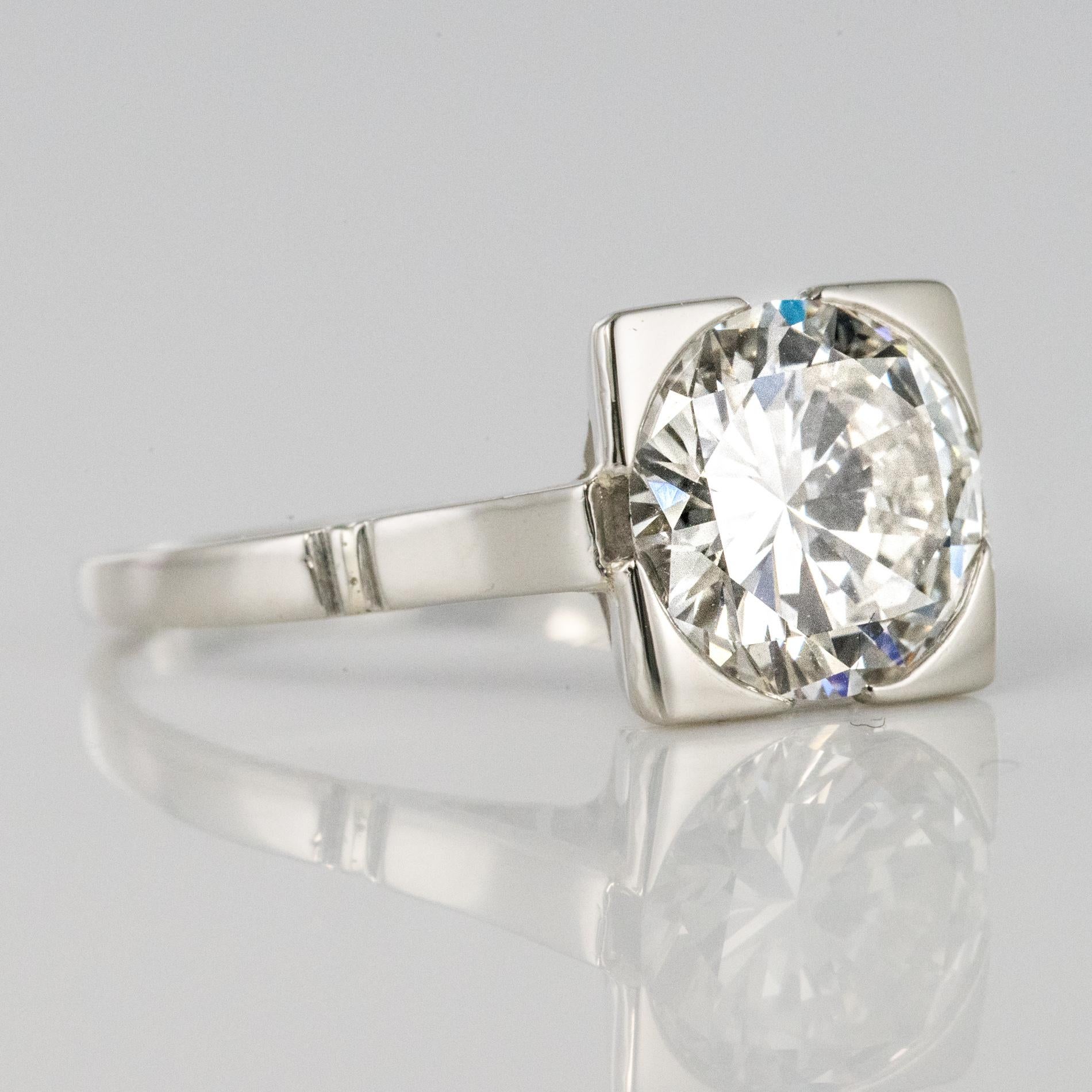1930s Art Deco 1.78 Carat Diamond 18 Karat Platinum Solitary Ring 6