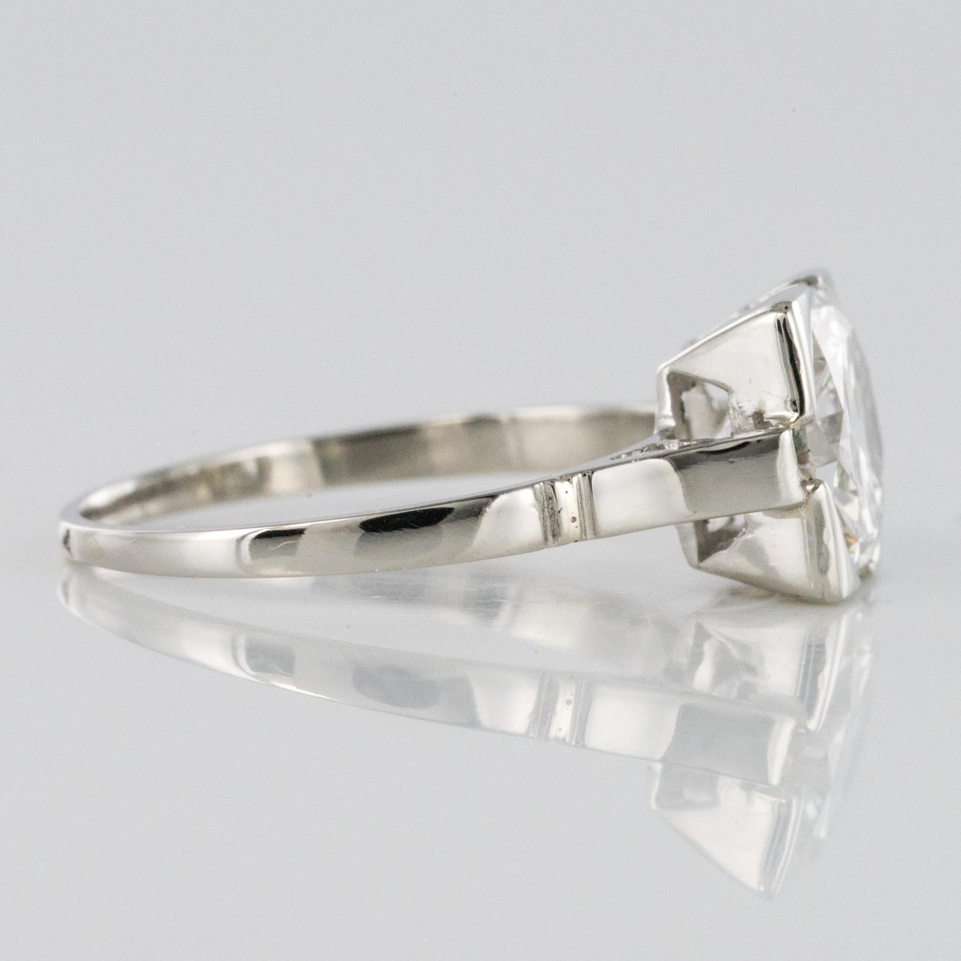 1930s Art Deco 1.78 Carat Diamond 18 Karat Platinum Solitary Ring 8