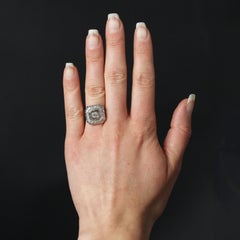 1930s Art Deco 18 Karat White Gold Diamond Squarred Ring