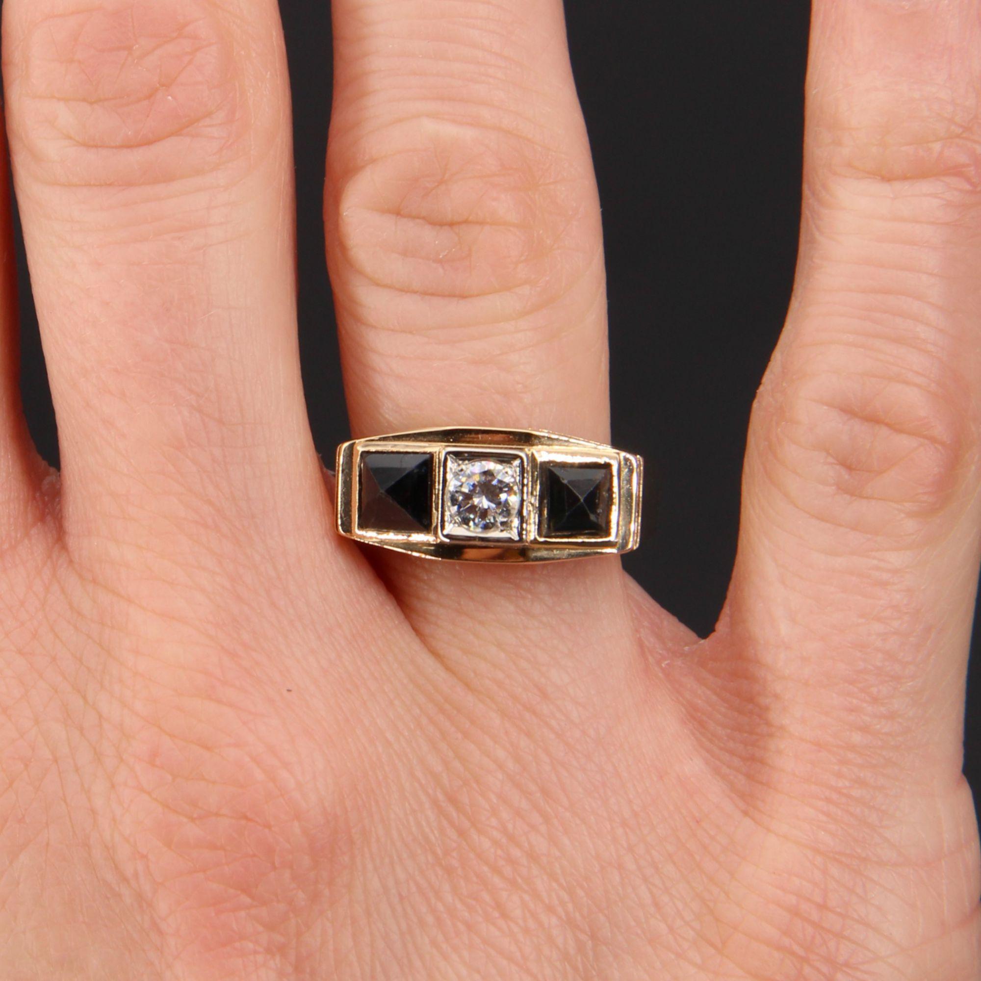 Women's 1930s Art Deco 18 Karat Yellow Gold Sapphires Diamond Garter Ring For Sale