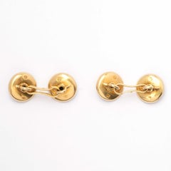 Gemelli Art Déco anni '30 in oro 18ct con smalto e zaffiri cabochon