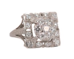 1930s Art Deco 2.5 Carat Total Diamond Platinum Cluster Ring