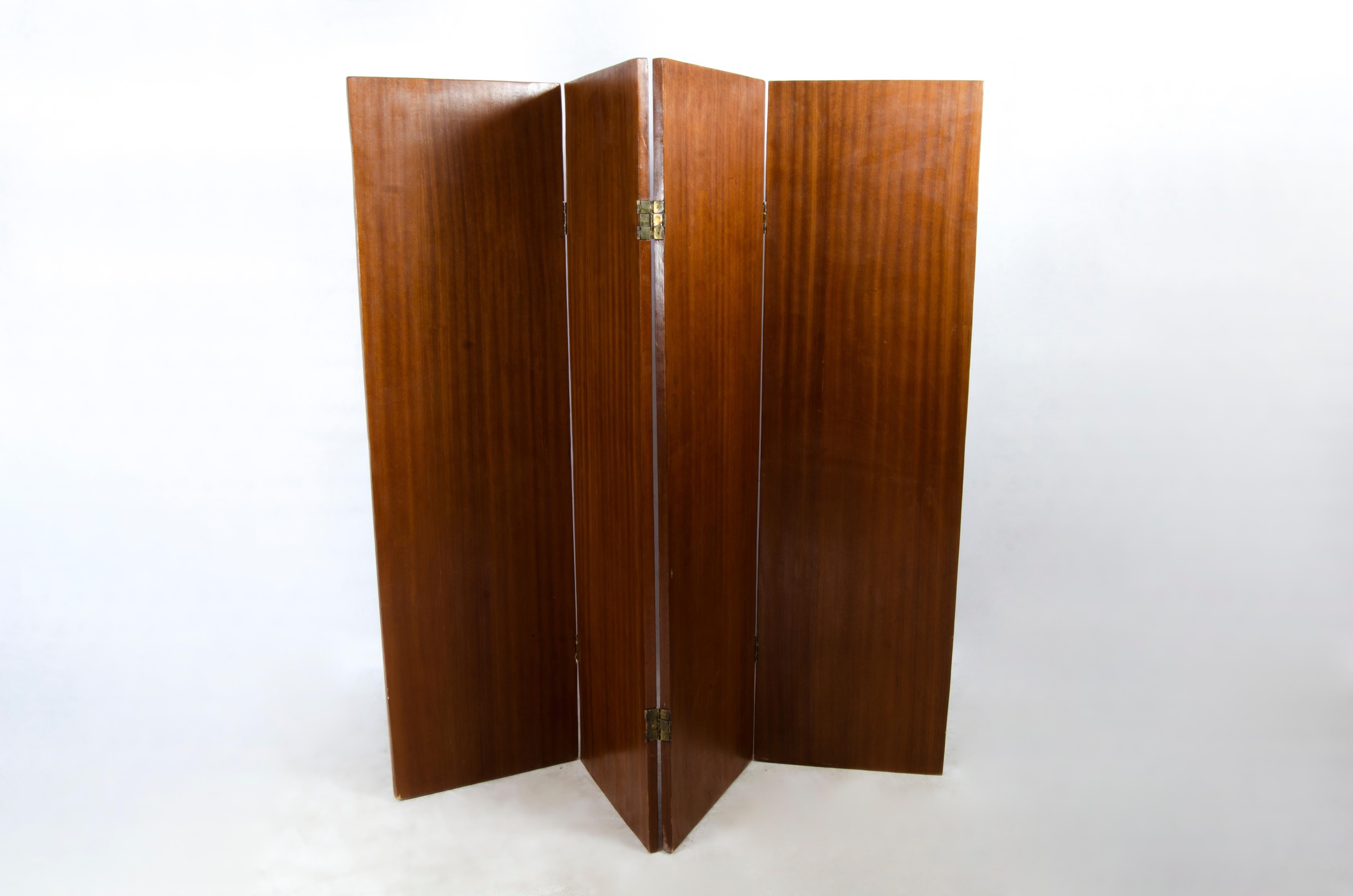 Paravent Art Déco à 4 panneaux en marqueterie de paille des années 1930 par Comte S.A., Argentina Bon état - En vente à North Miami, FL