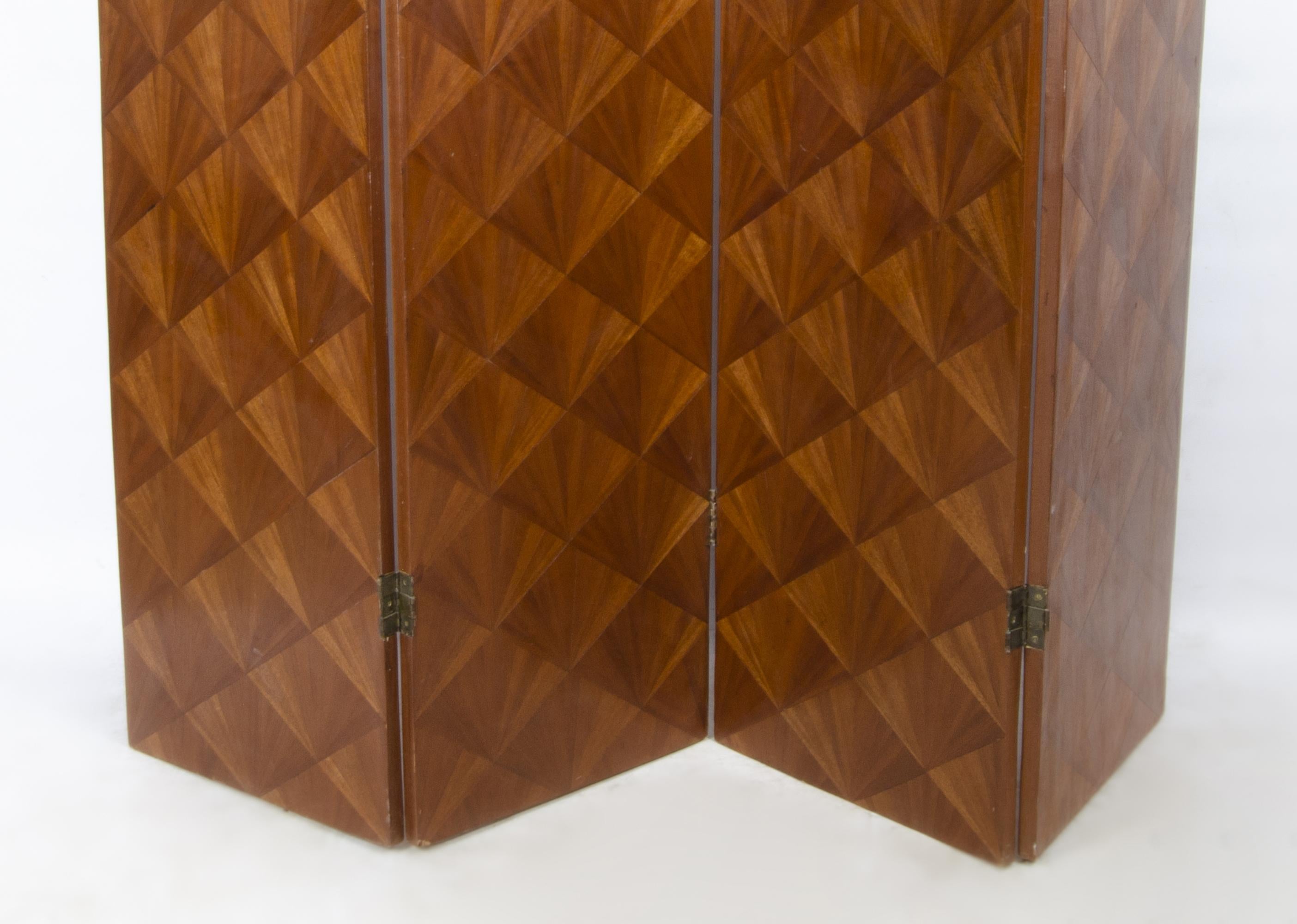 Métal Paravent Art Déco à 4 panneaux en marqueterie de paille des années 1930 par Comte S.A., Argentina en vente