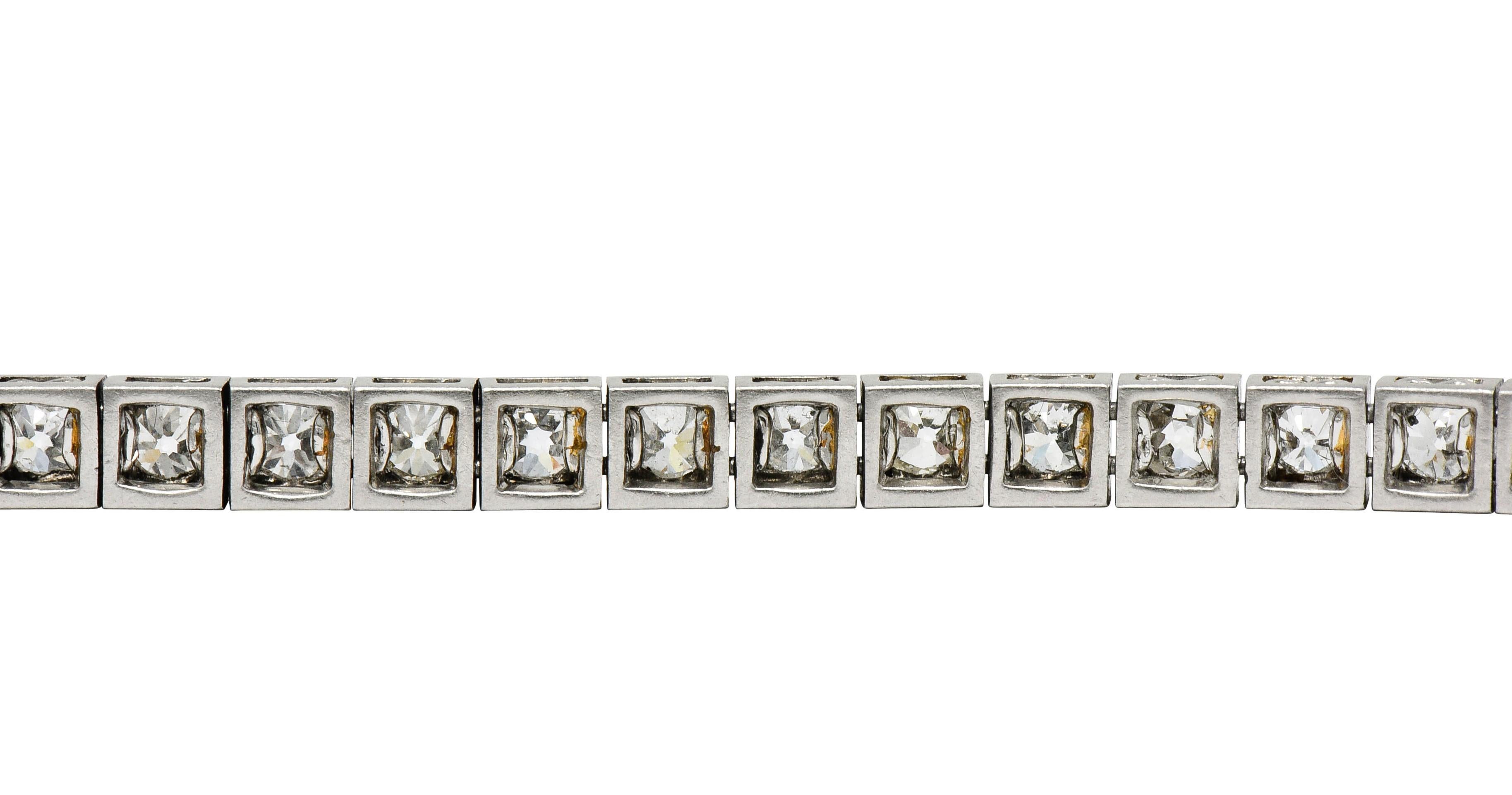 1930s Art Deco 4.85 Carat Old European Cut Diamond Platinum Line Bracelet 4