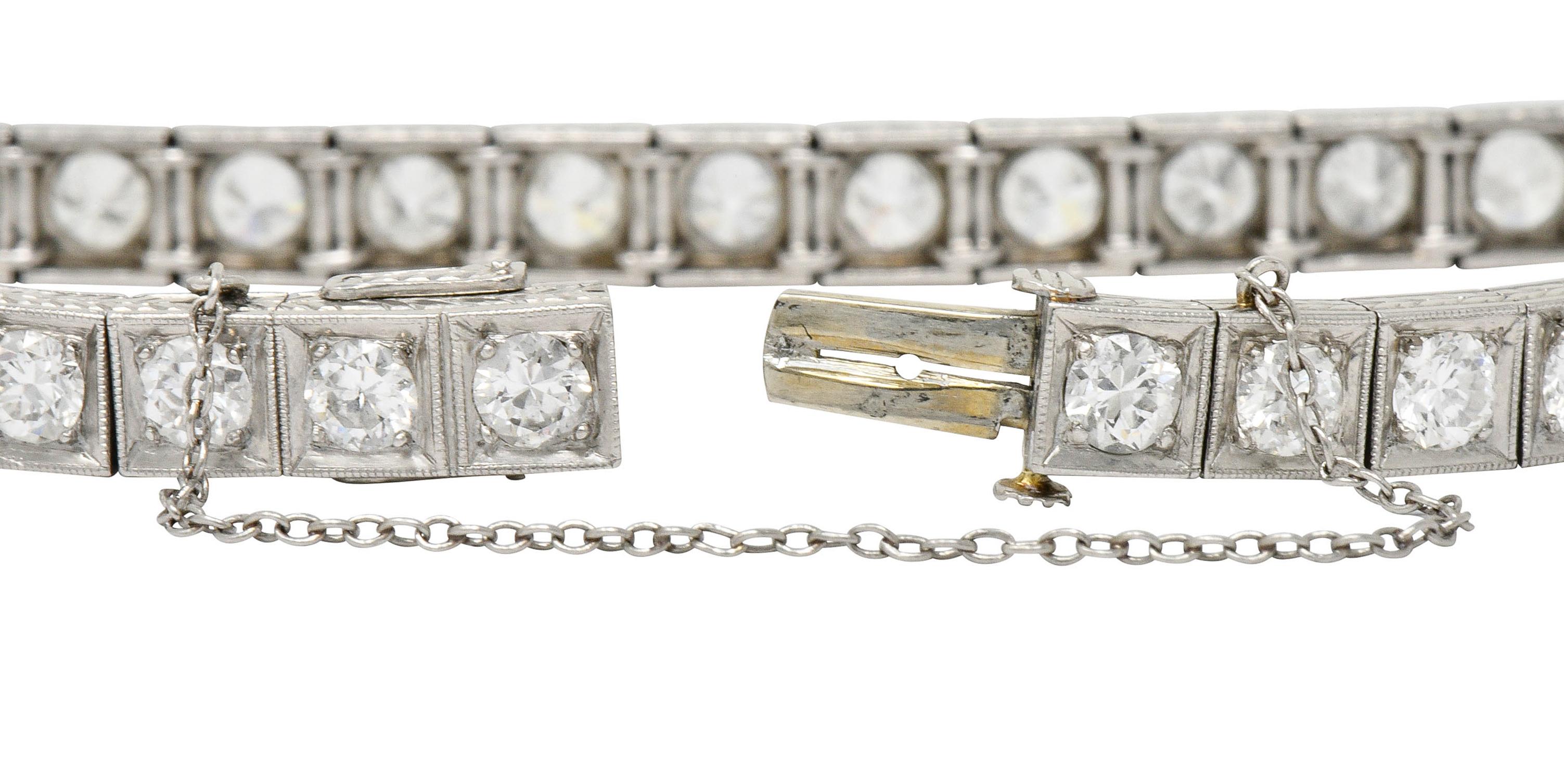 1930s Art Deco 5.90 Carat Diamond Platinum Line Bracelet 5