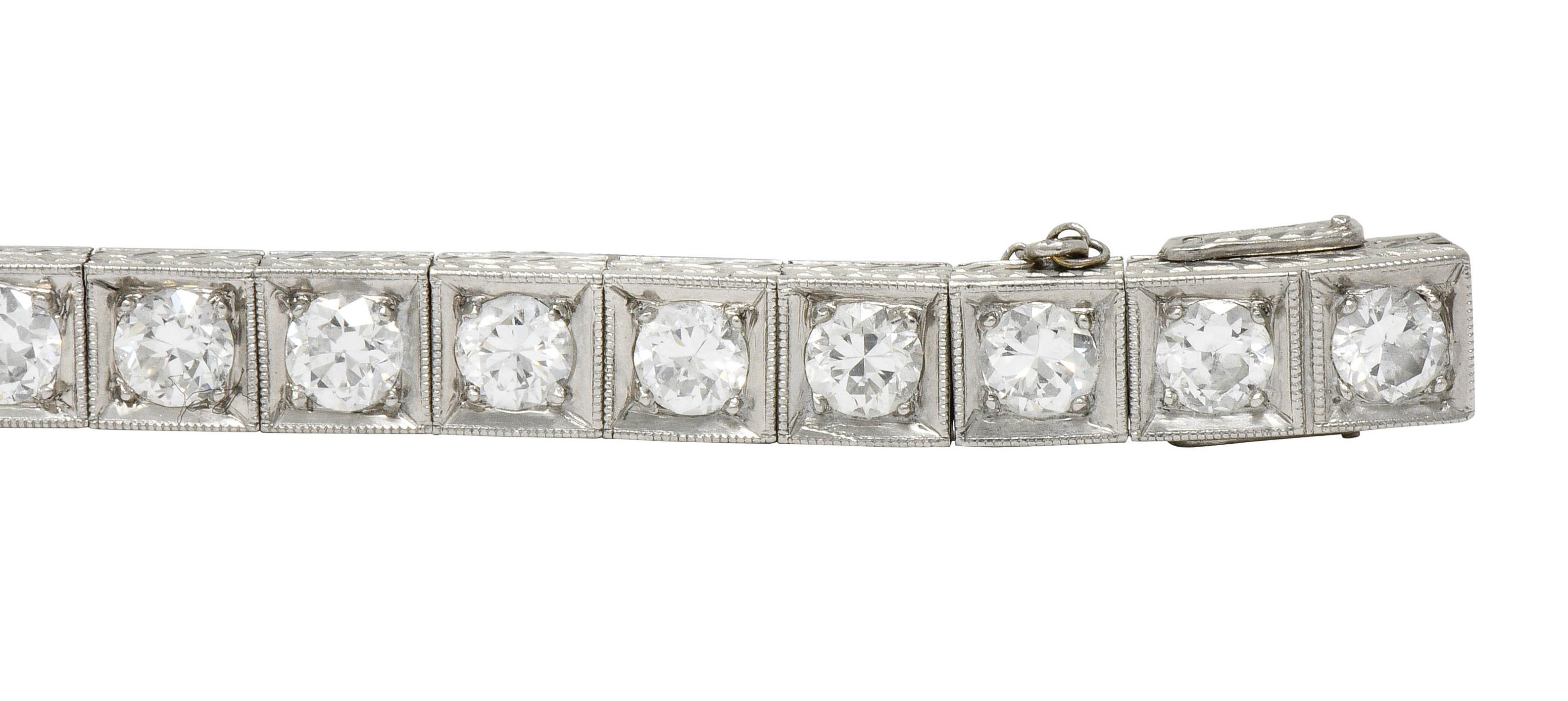 1930s Art Deco 5.90 Carat Diamond Platinum Line Bracelet 1