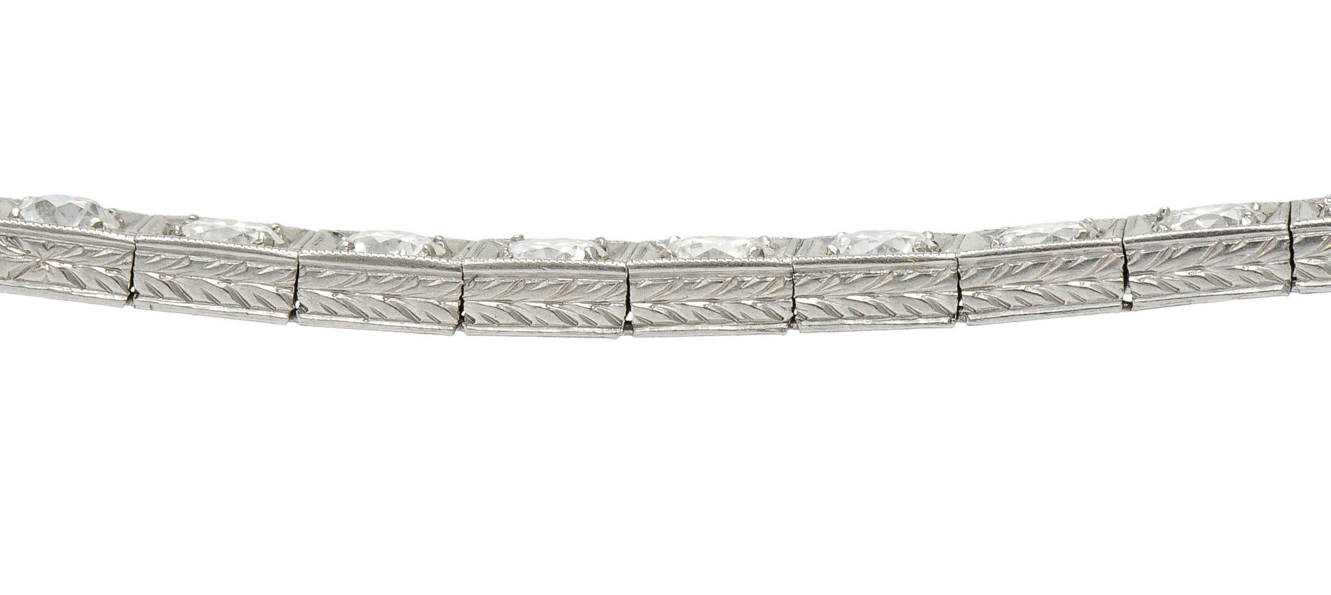 1930s Art Deco 5.90 Carat Diamond Platinum Line Bracelet 2