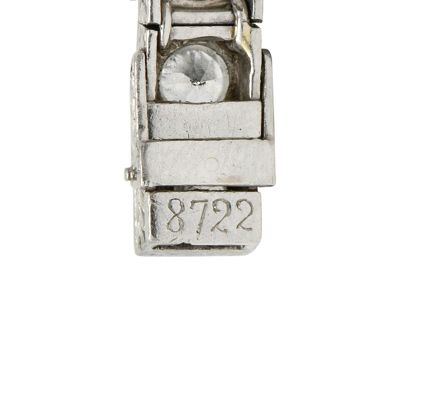 1930s Art Deco 5.90 Carat Diamond Platinum Line Bracelet 4