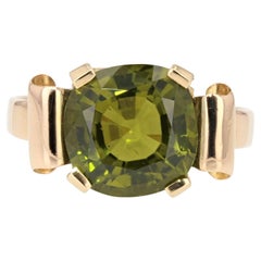 1930s Art Deco 5.90 Carat Peridot 18 Karat Rose Gold Ring