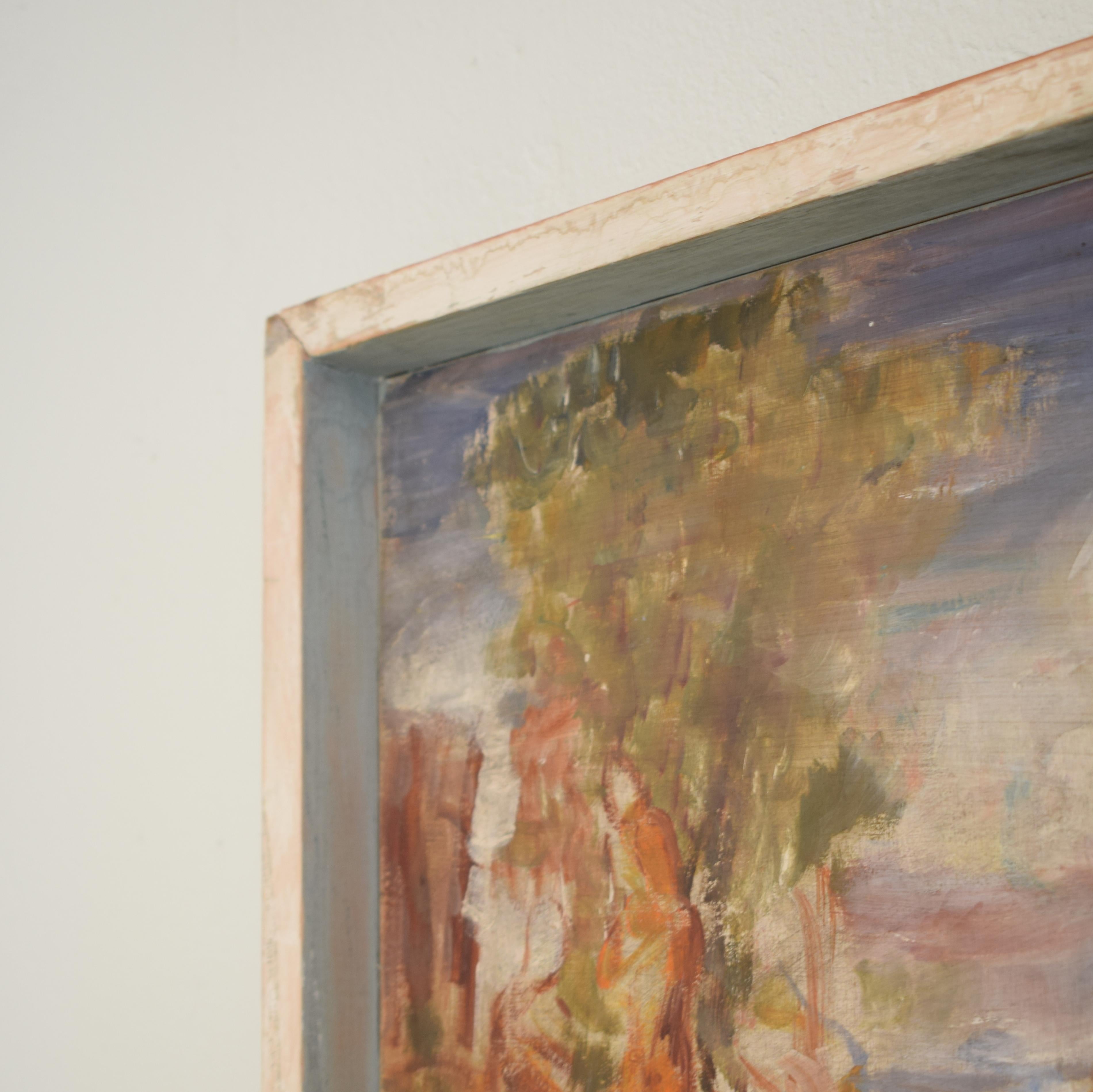 1930s Art Deco Acrylic Painting on Wood after the Large Bathers by Renoir 8