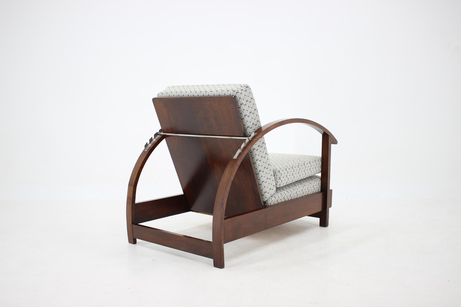 1930s Art Deco Adjustable and Convertible Armchair, Czechoslovakia 1