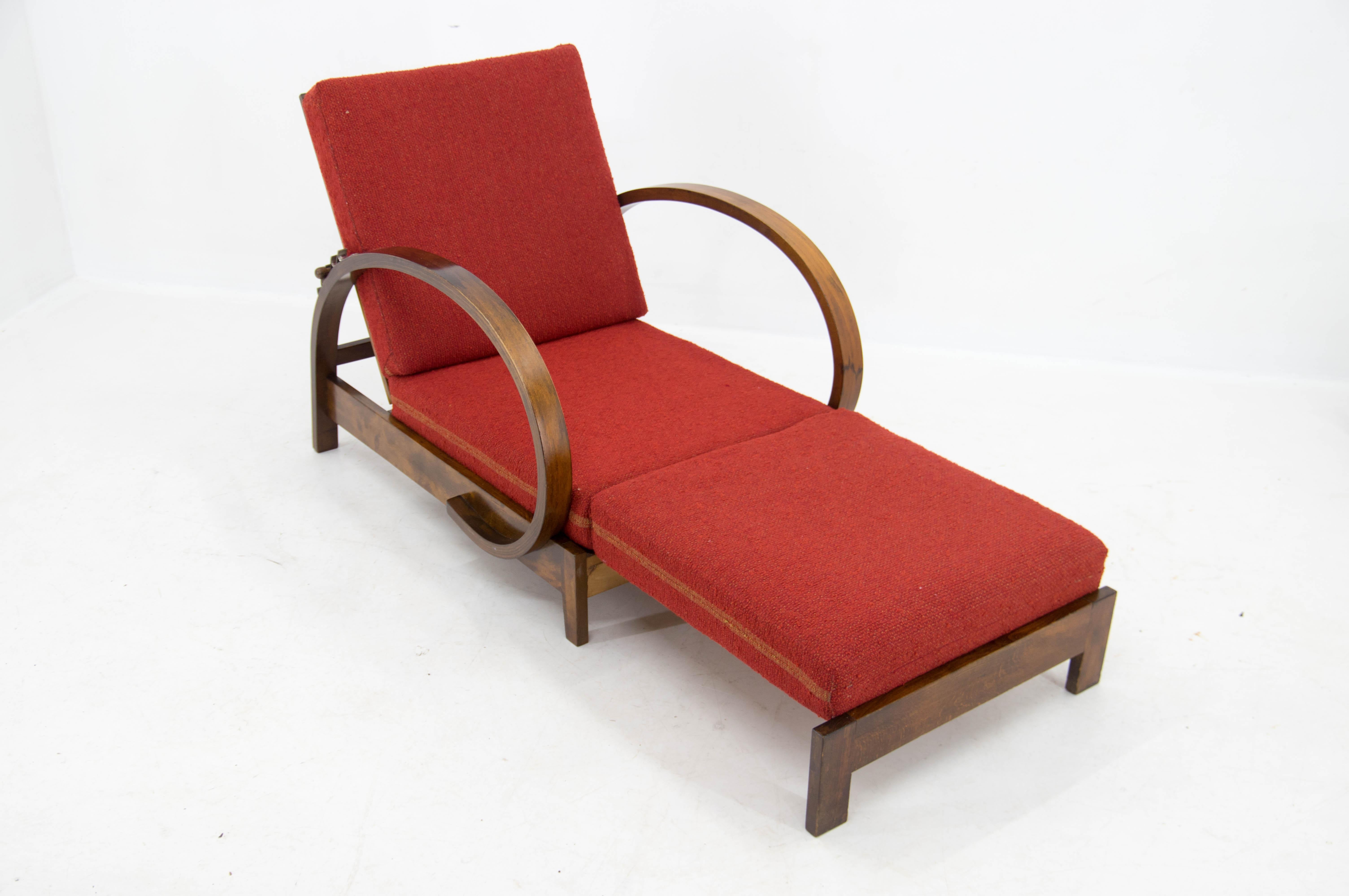 1930s Art Deco Adjustable Armchair, Czechoslovakia 5