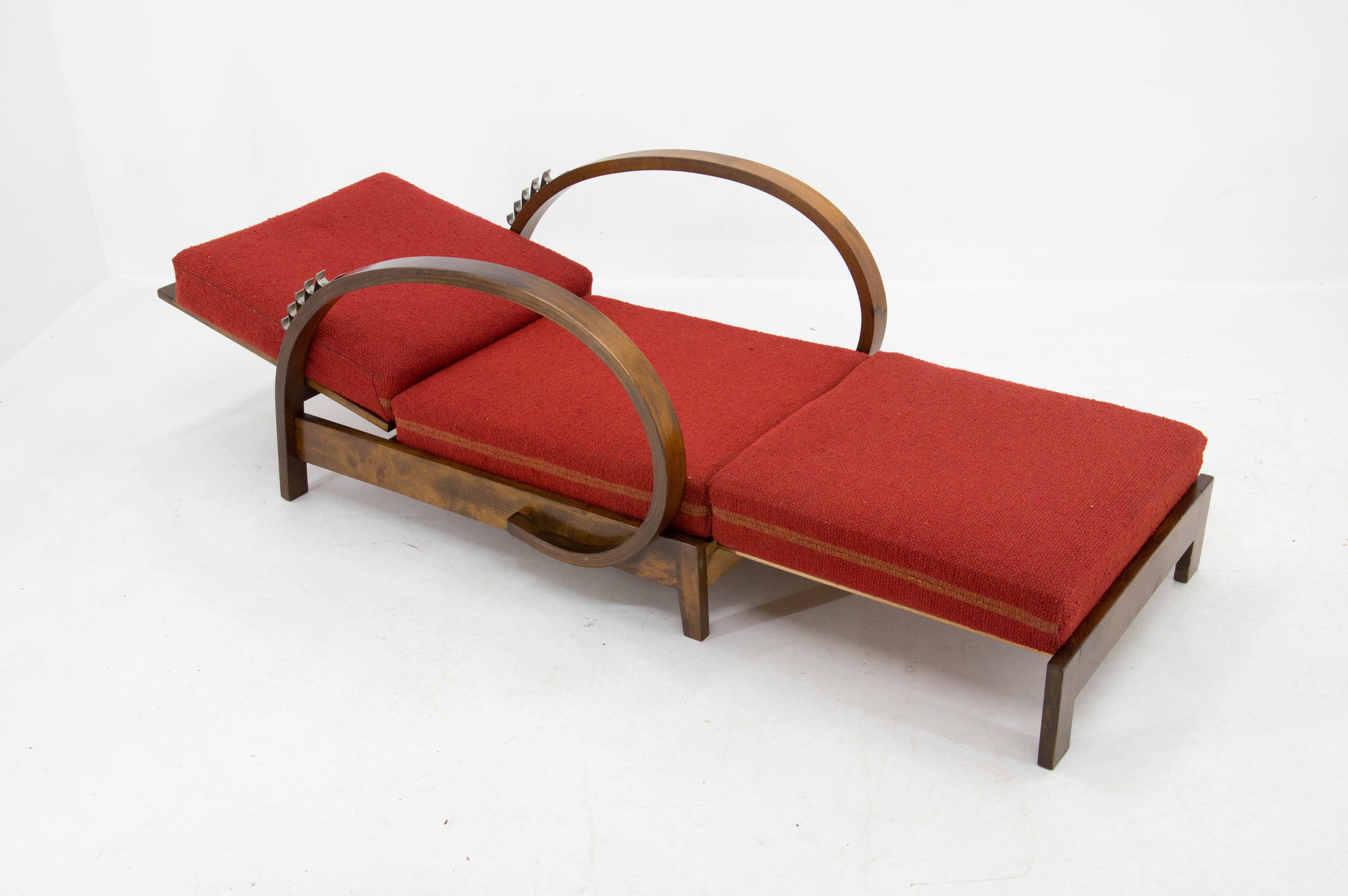 1930s Art Deco Adjustable Armchair, Czechoslovakia 7