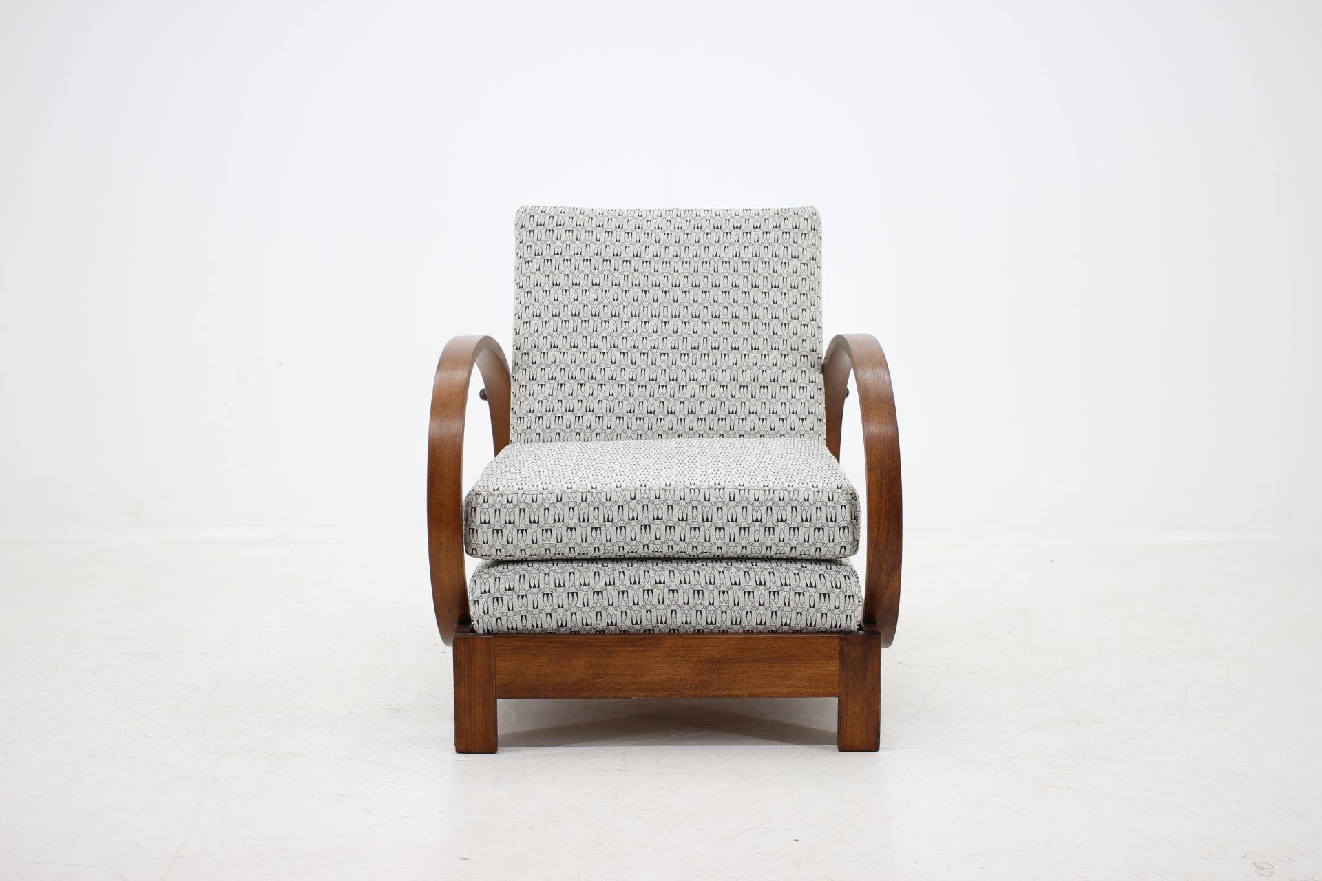 Fabric 1930s Art Deco Adjustable Armchair, Czechoslovakia