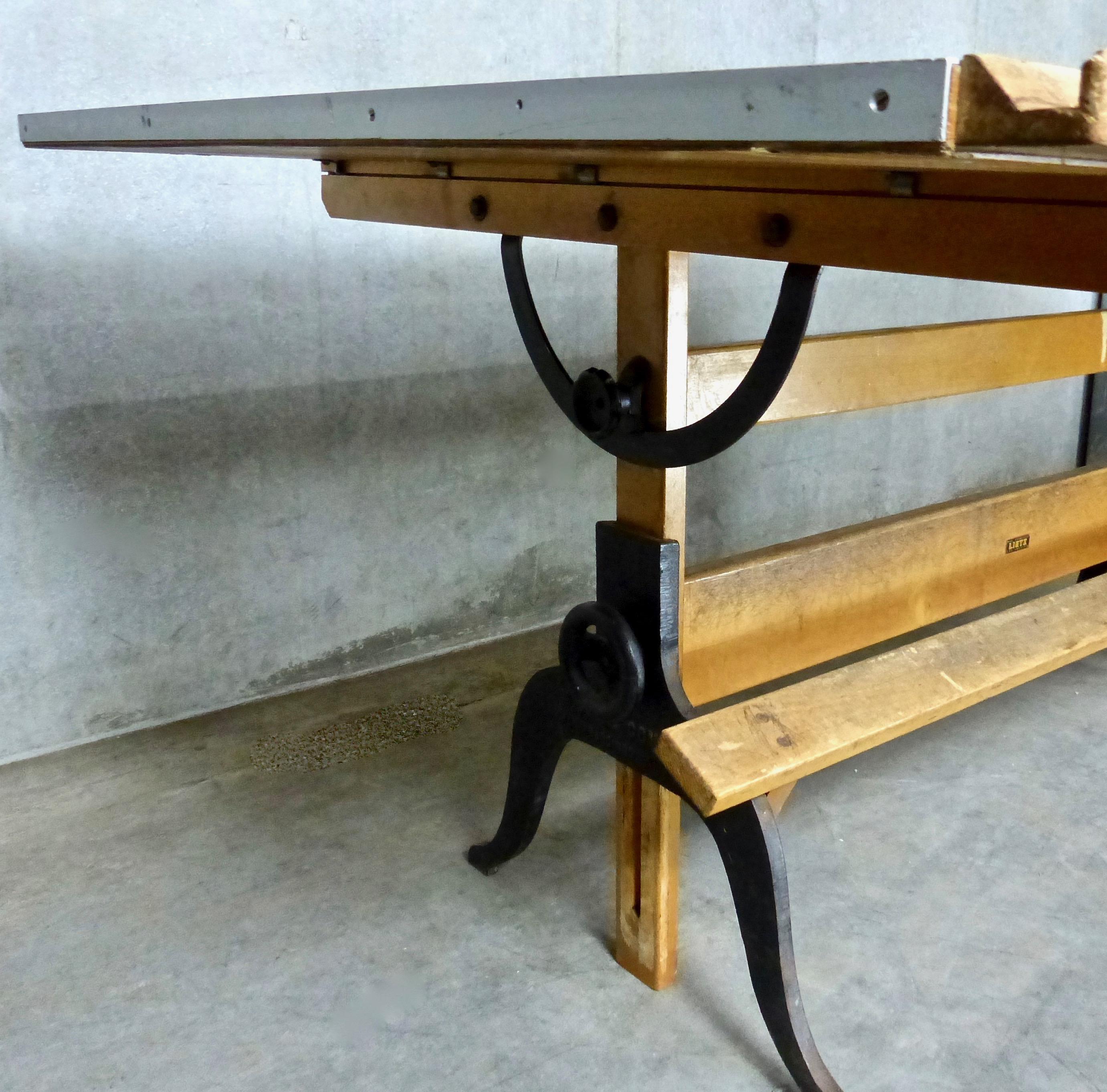 1930s Art Deco Adjustable Drafting Table by Lietz, San Francisco at