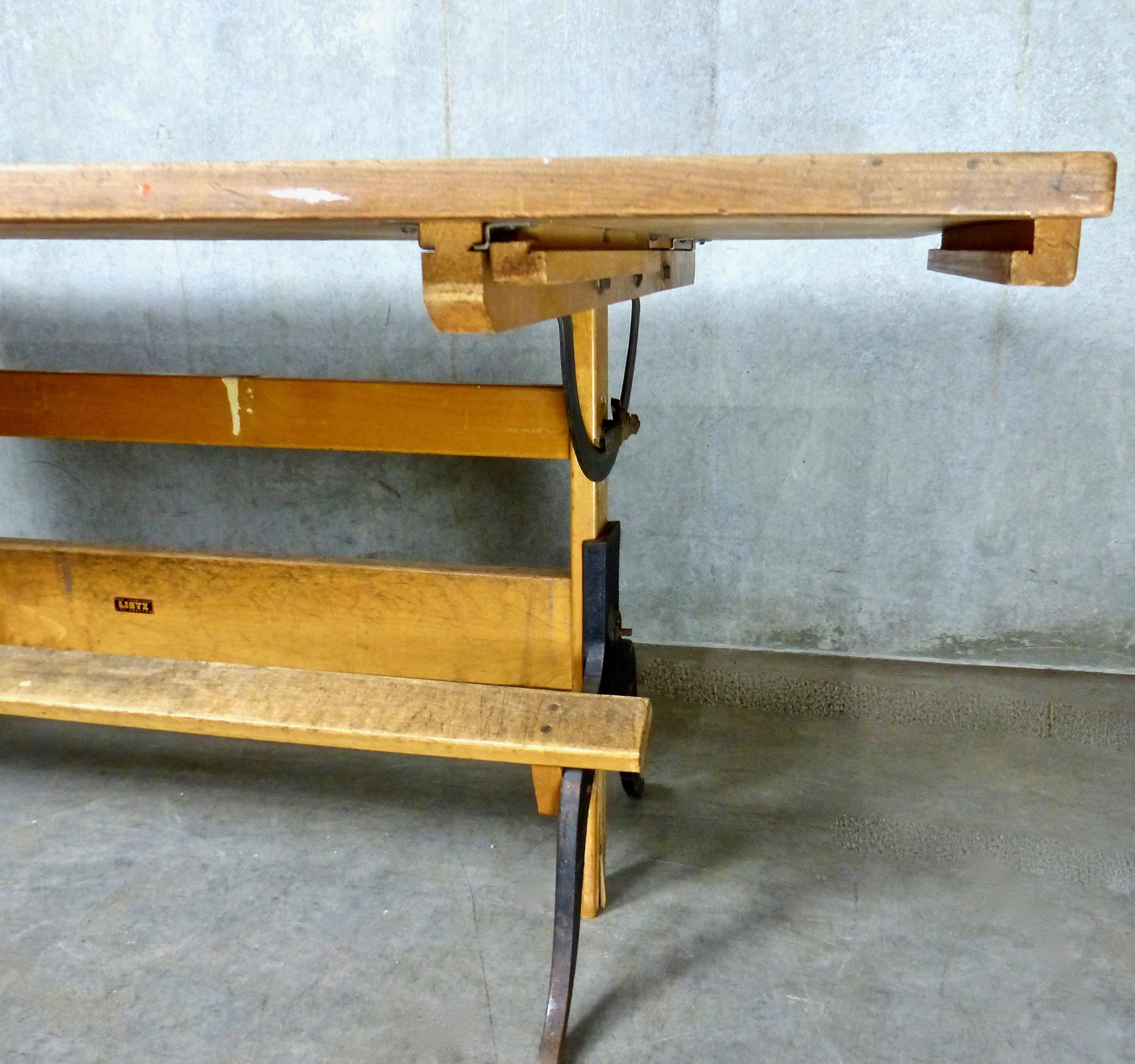 1930s Art Deco Adjustable Drafting Table by Lietz, San Francisco at