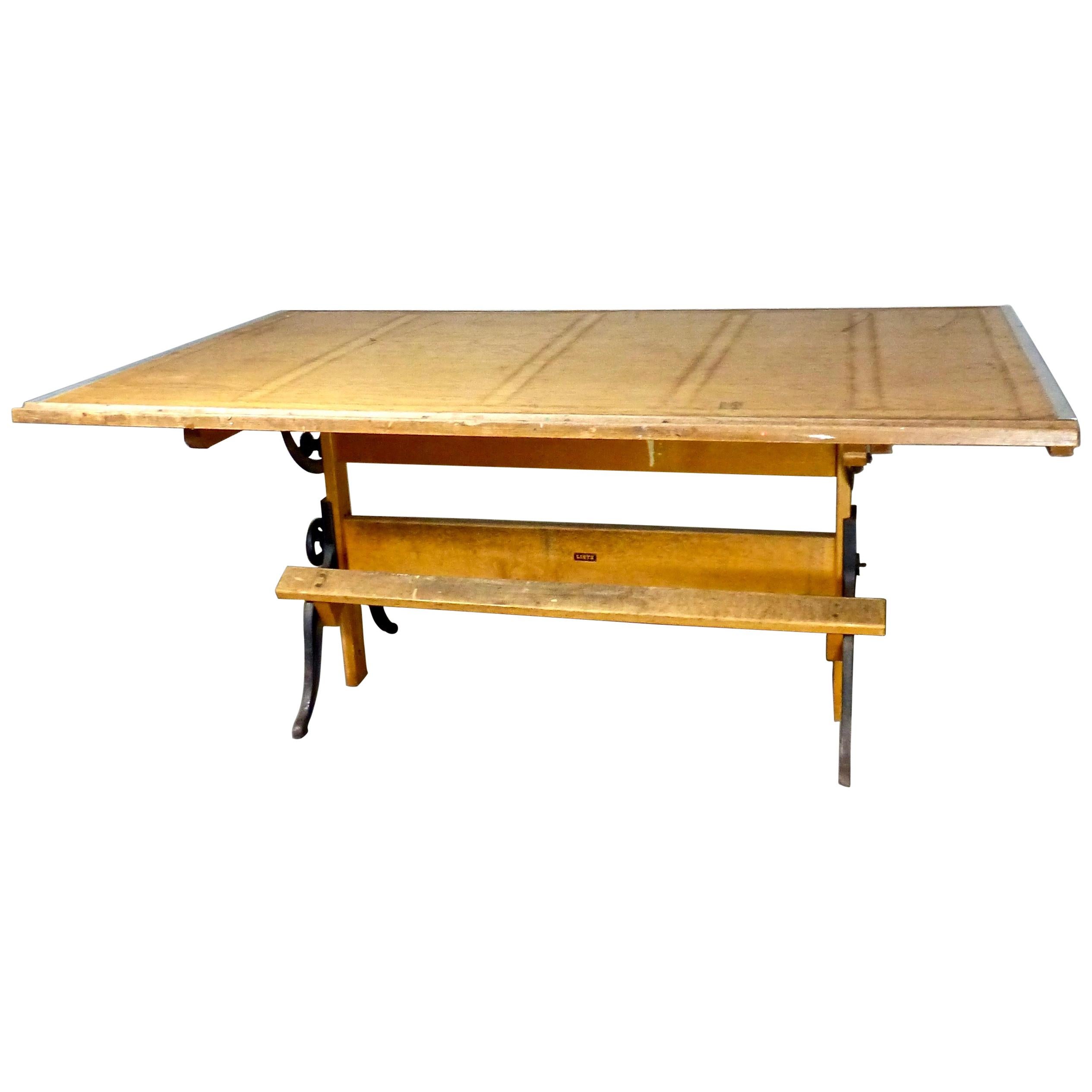 1930s Art Deco Adjustable Drafting Table by Lietz, San Francisco at