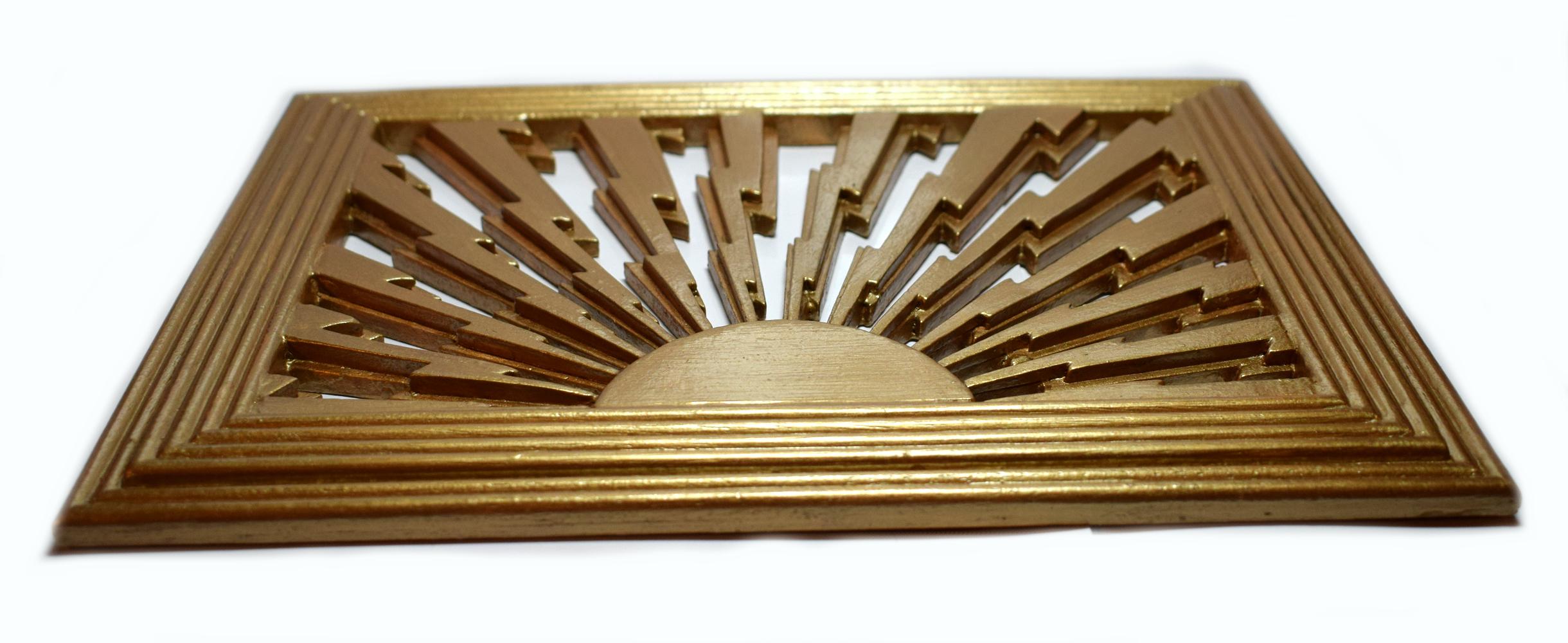 Who knew such a simple thing such as an air vent could be so appealing!? Salvaged from a British theatre and dating to the 1930s is this air vent. It's been refurbished with a gold lacquer and looks simply stunning. Ideal as a decorative piece for