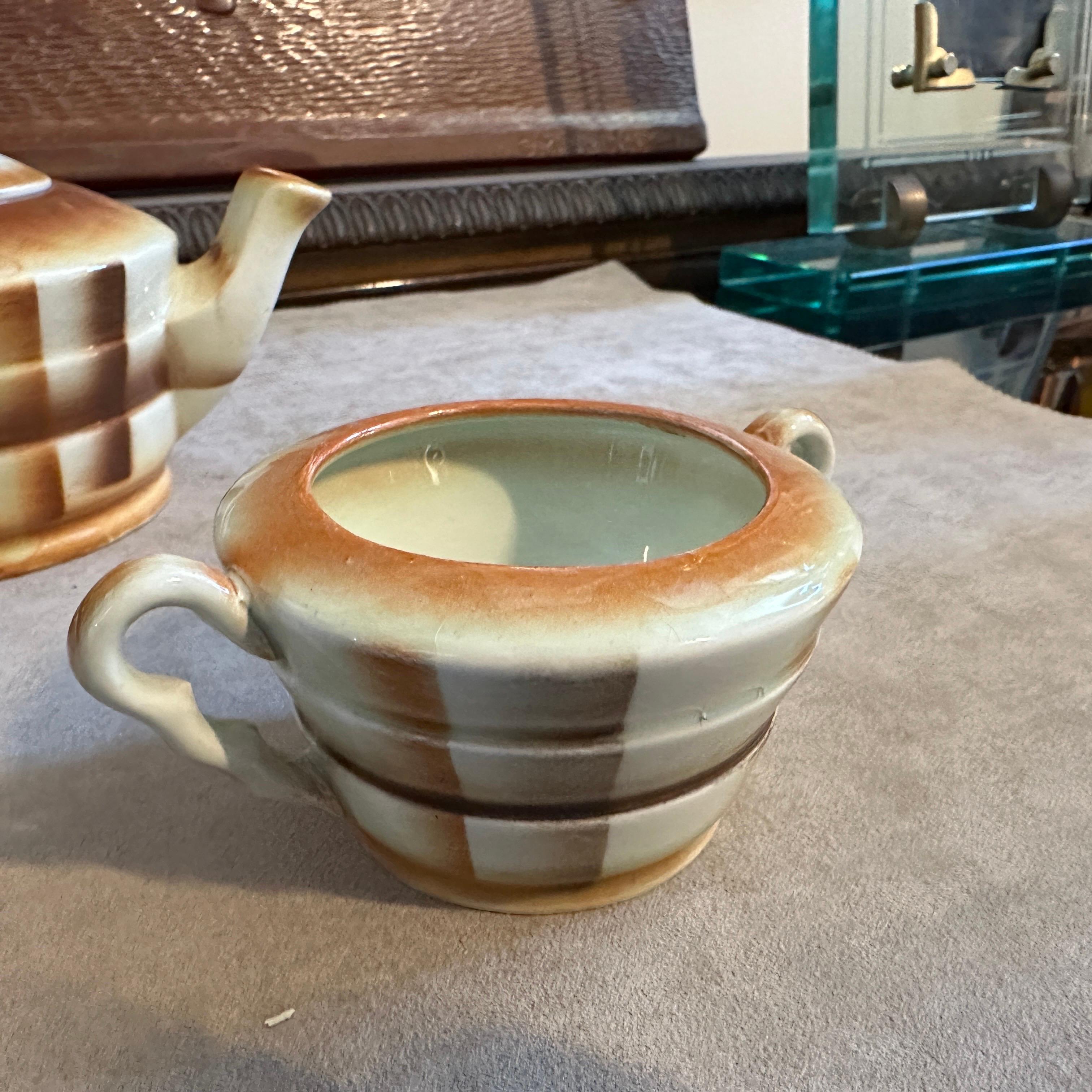 1930s Art Deco Airbrushed Ceramic Tea Set by Ceramiche Piemontesi In Good Condition For Sale In Aci Castello, IT