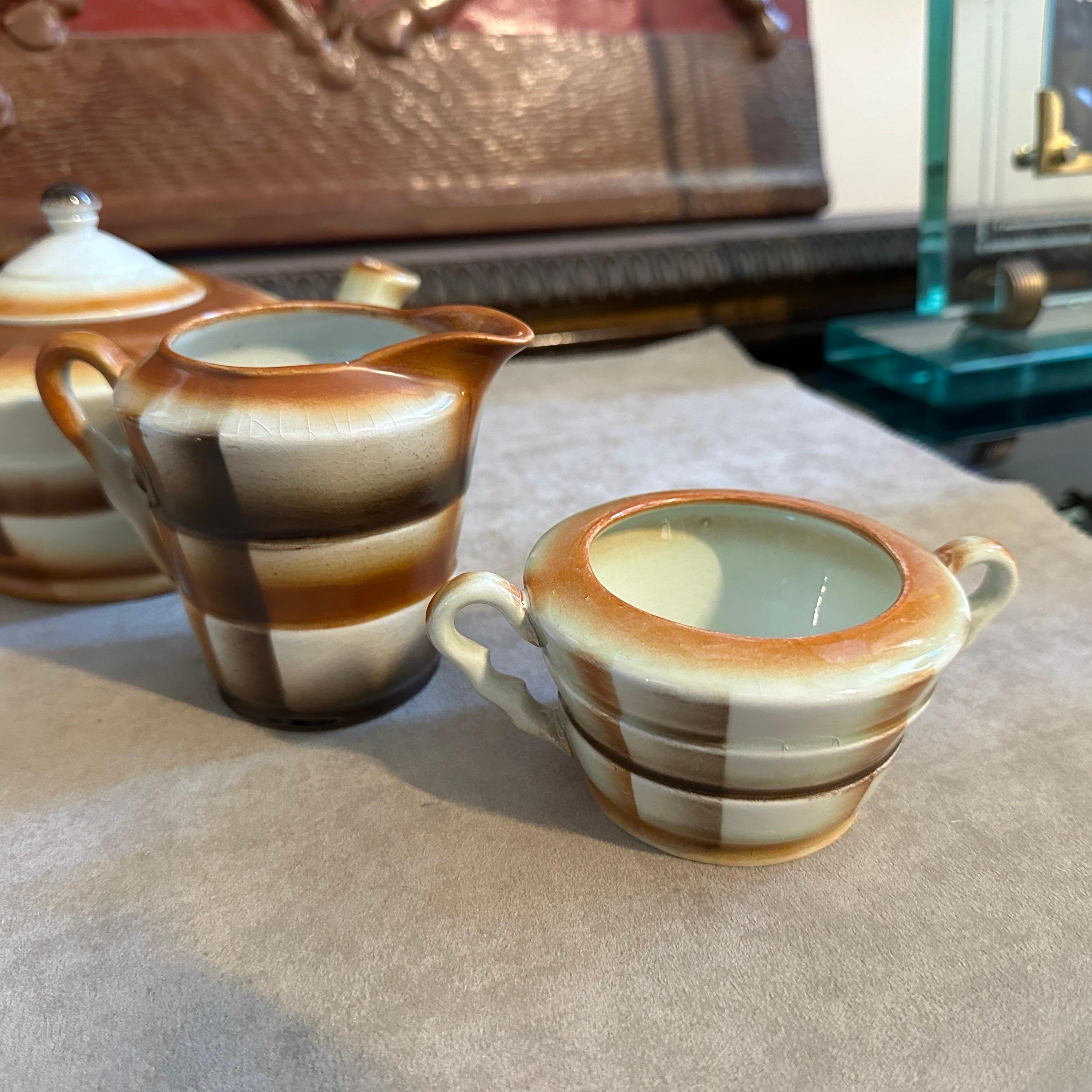 1930s Art Deco Airbrushed Ceramic Tea Set by Ceramiche Piemontesi For Sale 3