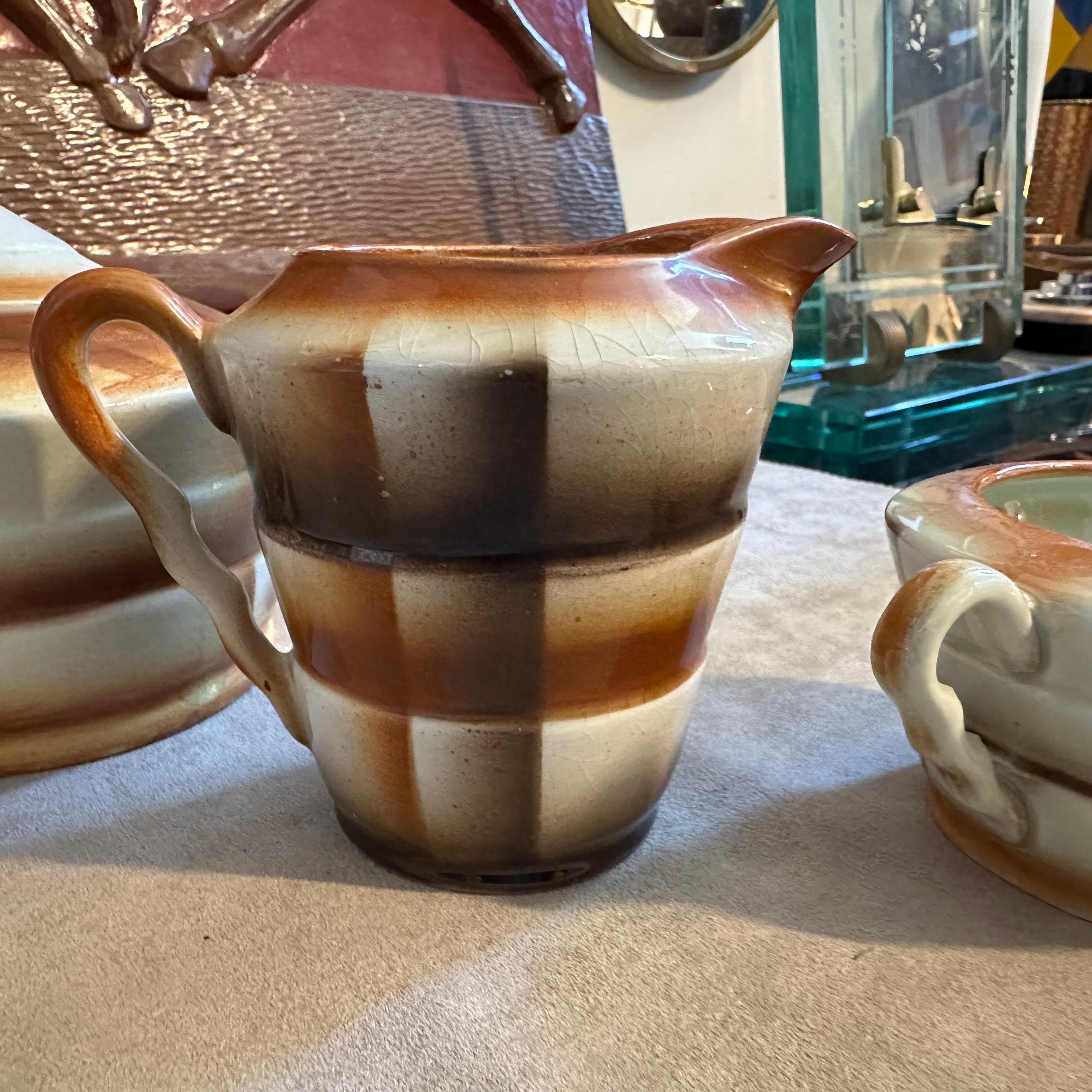 1930s Art Deco Airbrushed Ceramic Tea Set by Ceramiche Piemontesi For Sale 4