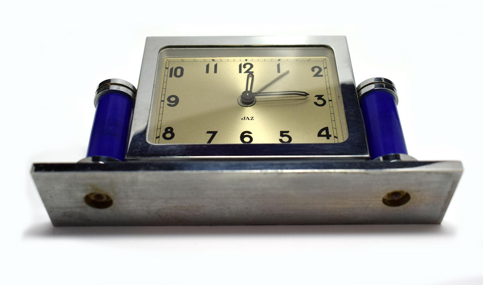 Chrome 1930s Art Deco Alarm Clock by Jaz