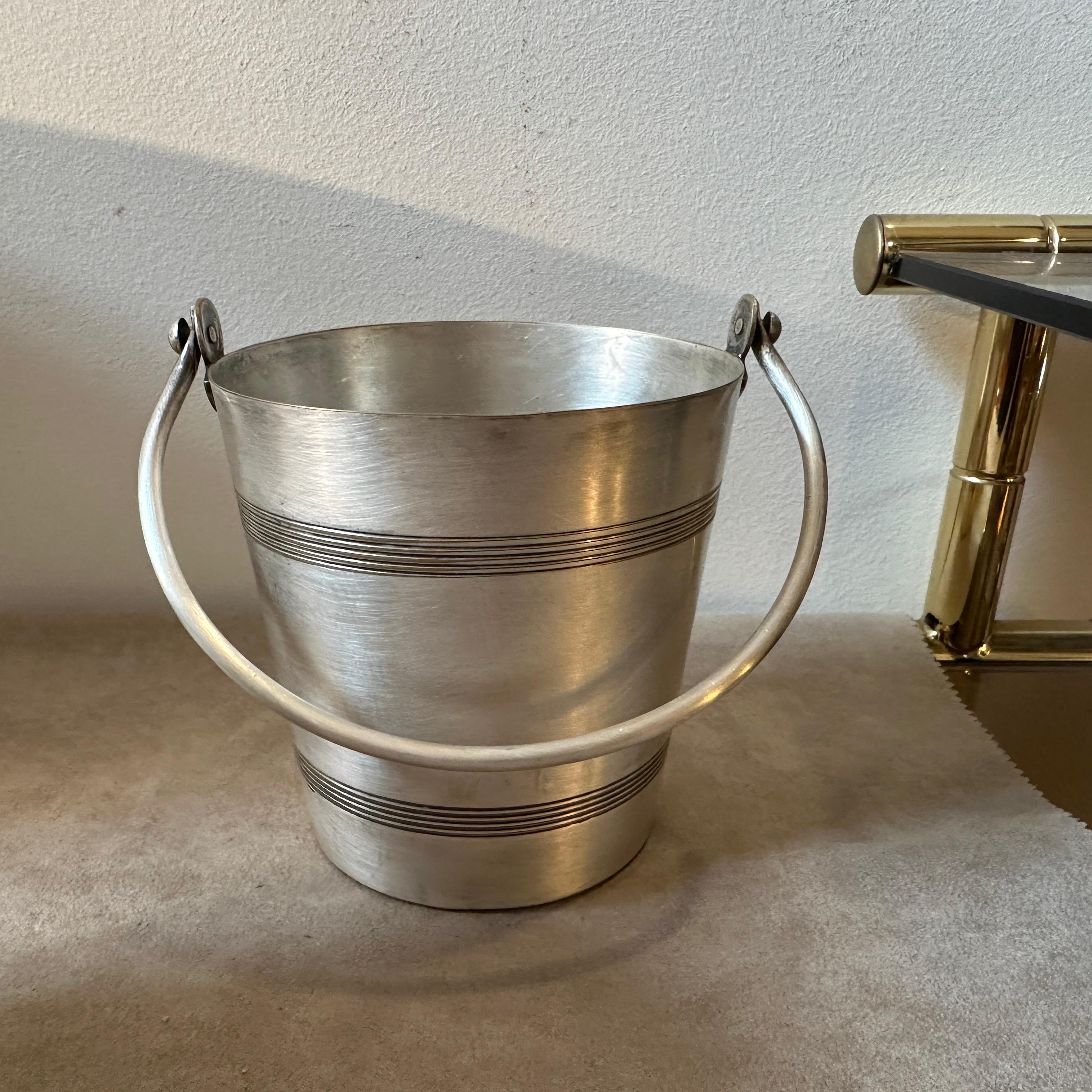 1930s Art Deco Aluminum French Wine Cooler and Two Ice Bucket by Reneka In Good Condition For Sale In Aci Castello, IT