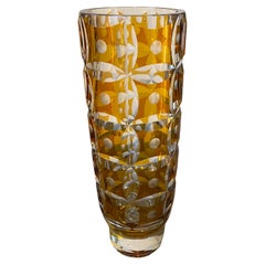 1930s Art Deco Amber Crystal Bohemian Vase