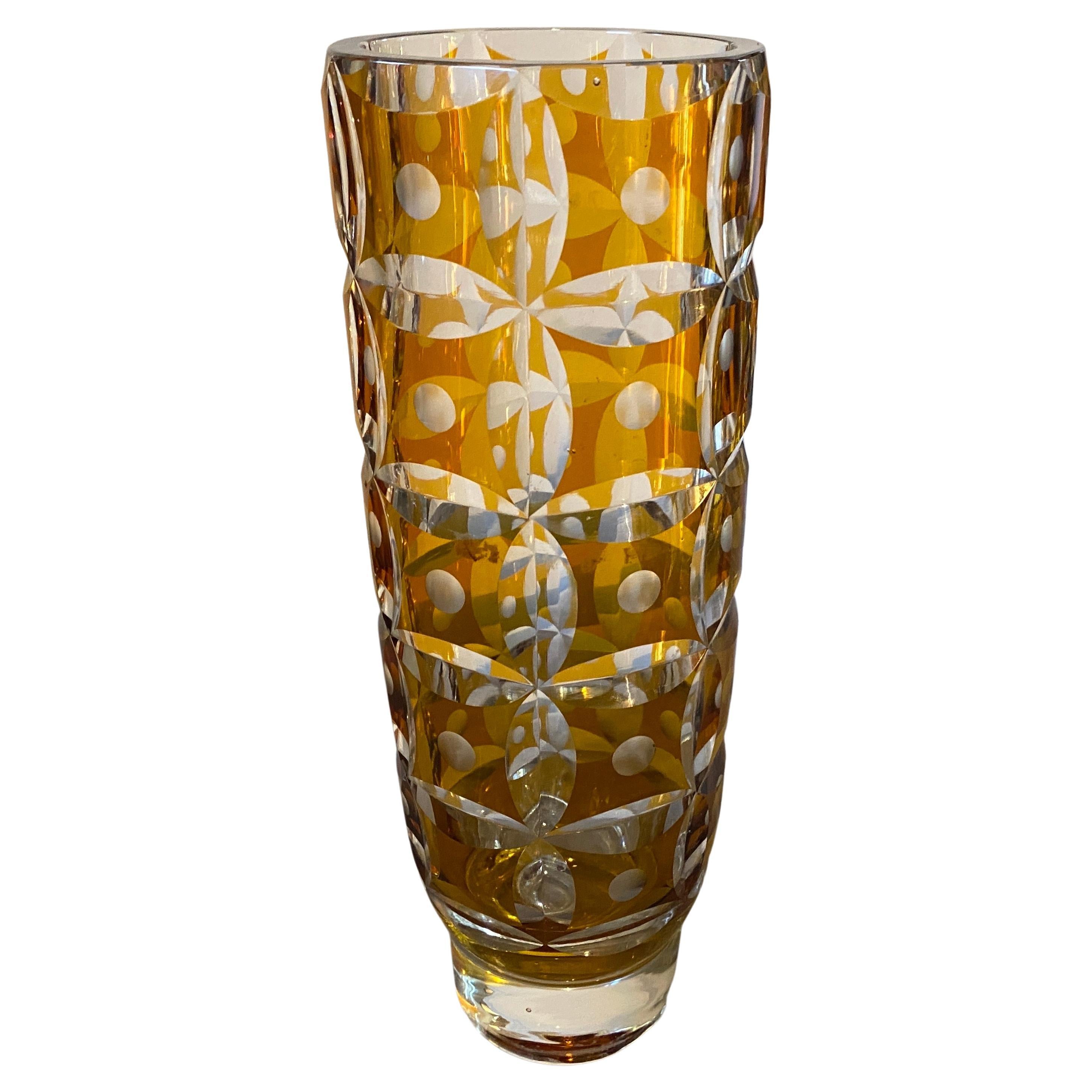 1930s Art Deco Amber Crystal Bohemian Vase For Sale At 1stDibs 1930s Art Deco Amber Crystal Bohemian Vase For Sale At 1stDibs