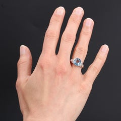 1930s Art Deco Aquamarine Diamonds Platinum Ring