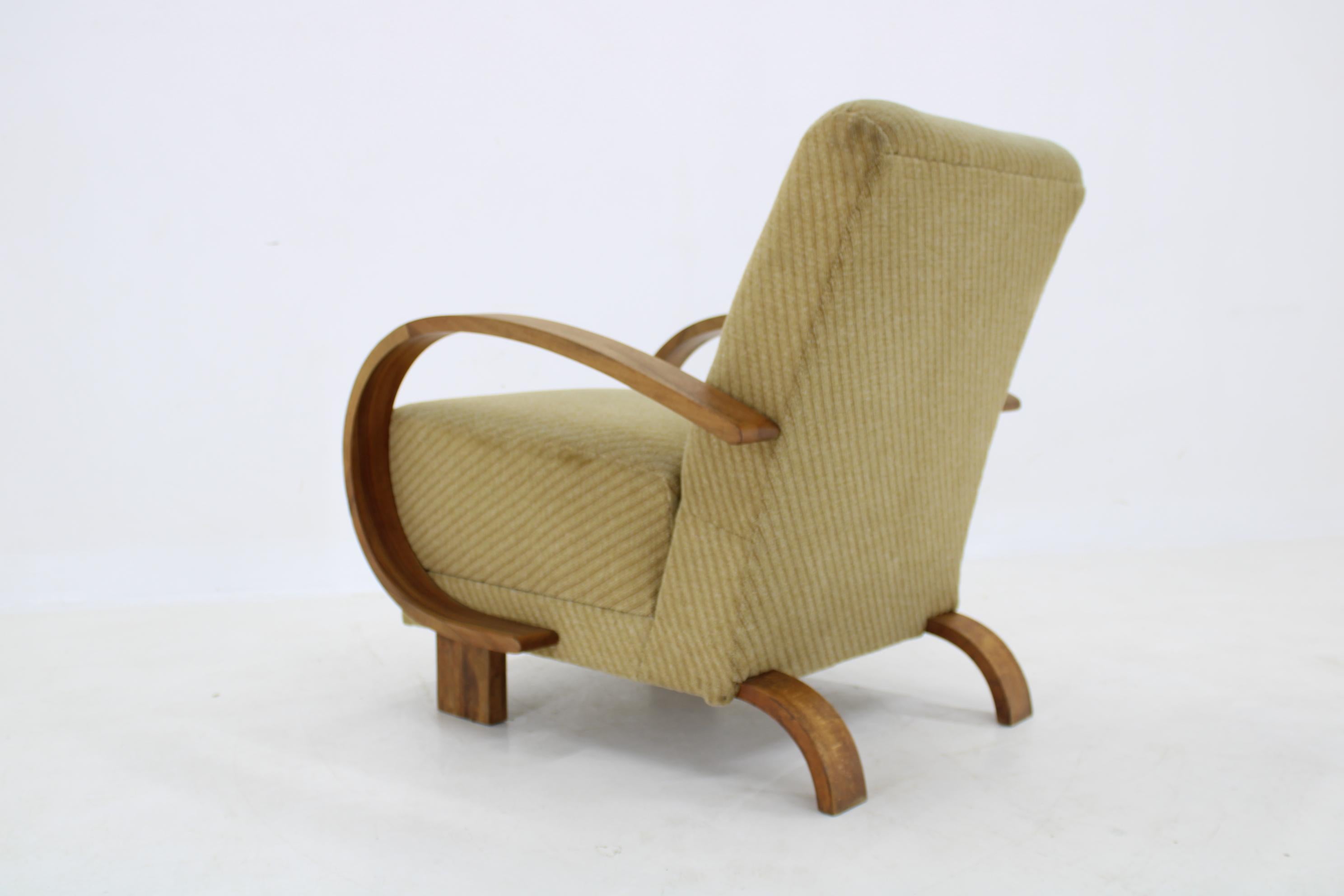 Upholstery 1930s Art Deco Armchair, Czechoslovakia For Sale