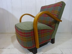 1930's Art Deco Armchair in Tartan Wool Fabrics