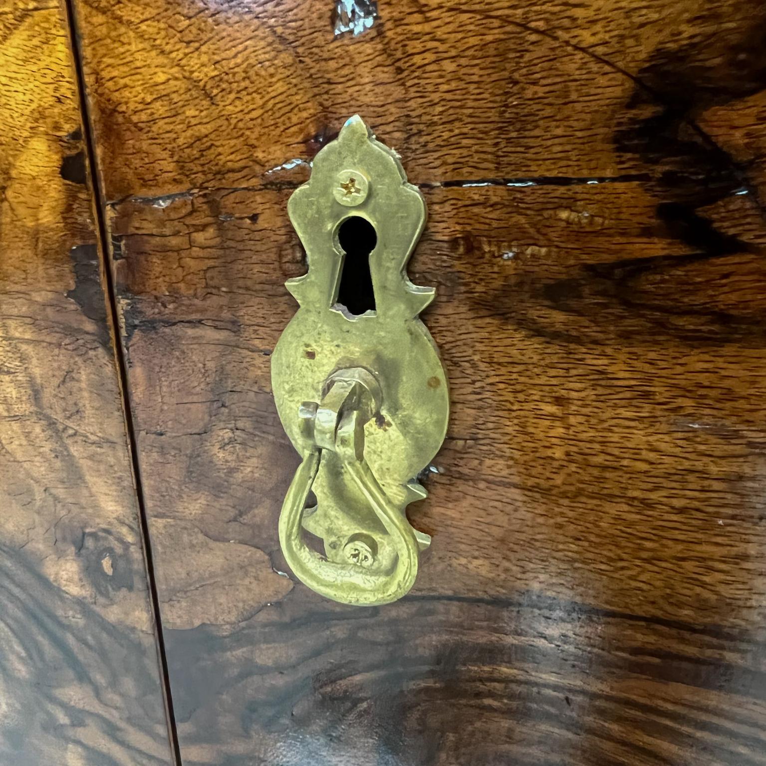 Brass 1930s Art Deco Armoire Fine Wardrobe Dresser Cabinet in Lacquered Burlwood Italy