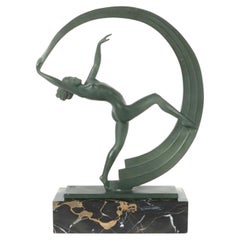 1930s Art Deco Bacchanale Dancer Sculpture by Janle for Max Le Verrier Paris