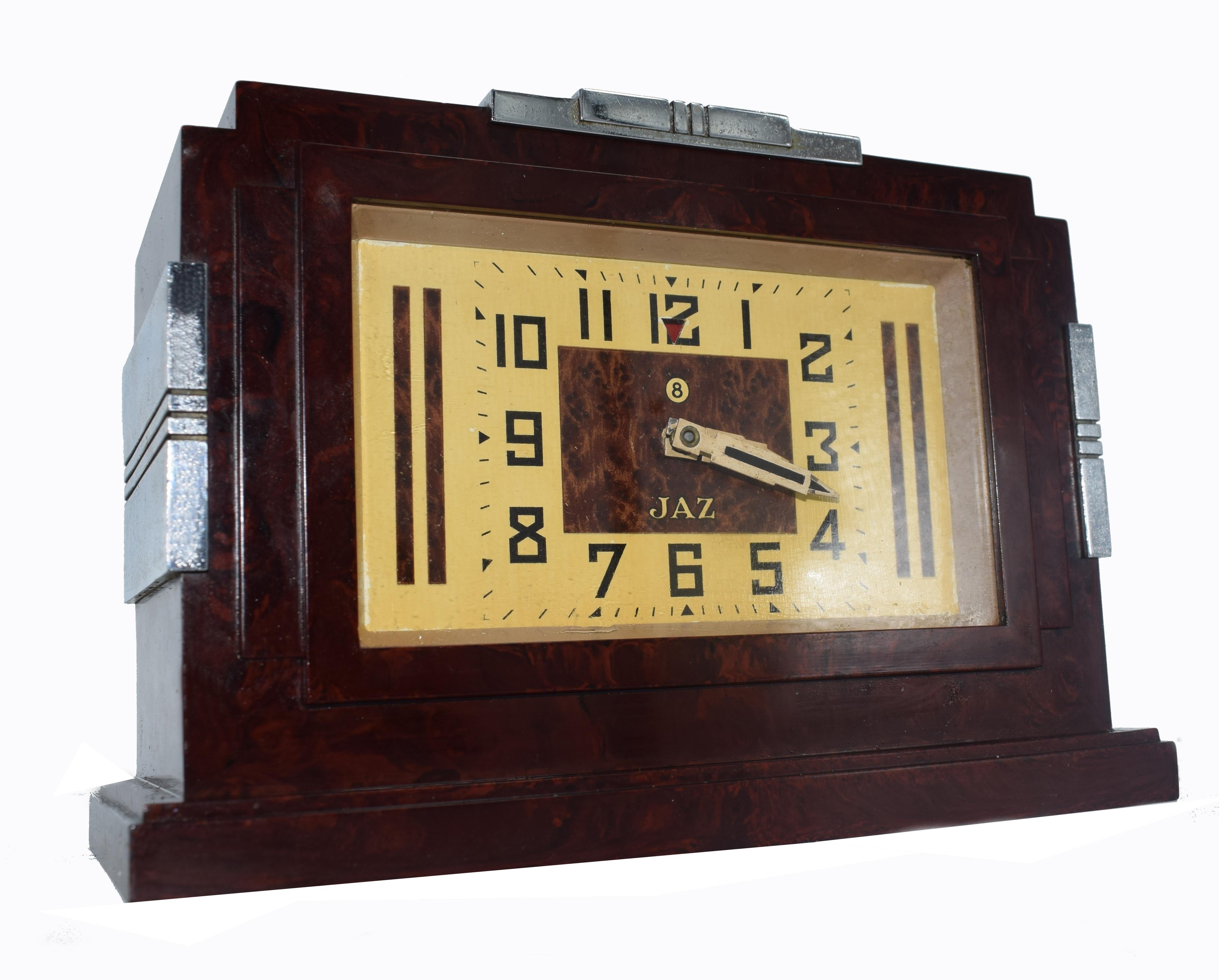 1930s Art Deco Bakelite Clock by JAZ In Good Condition In Devon, England