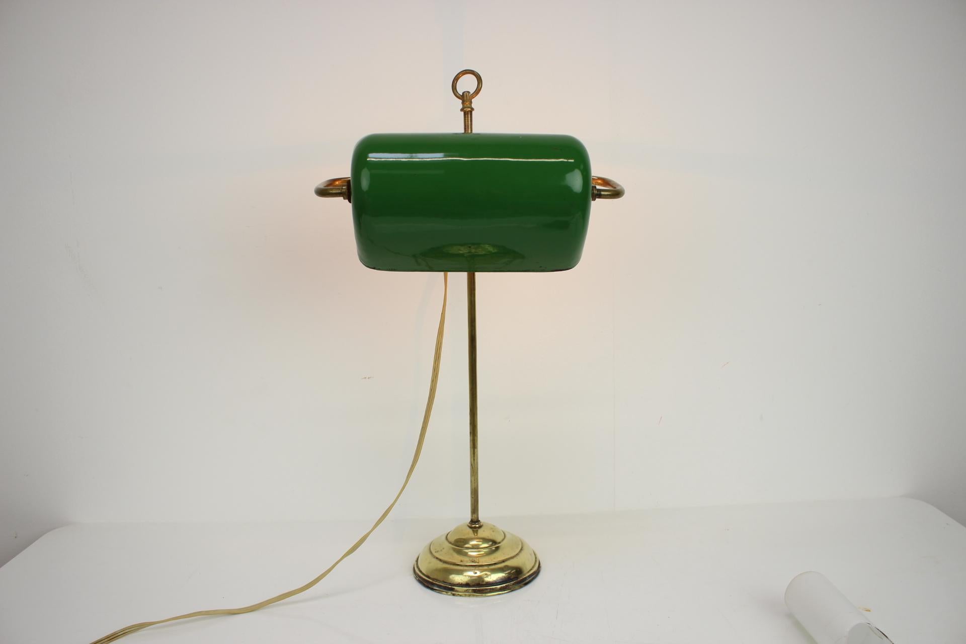 1930's Art Deco Banker Table Lamp , Czechoslovakia For Sale 1