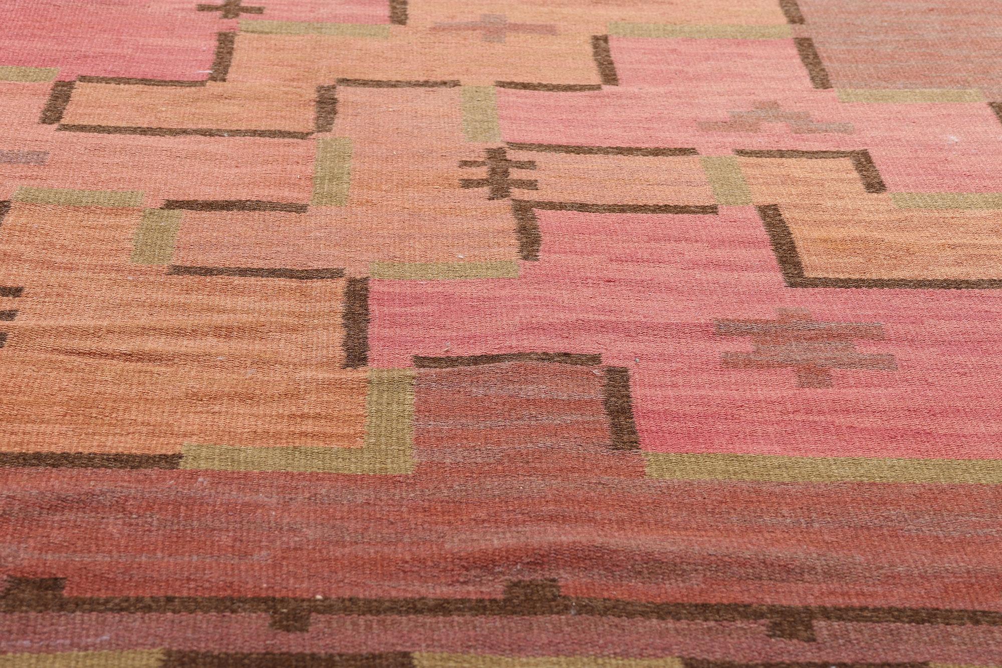 Laine Tapis finlandais à tissage plat Art Déco Bauhaus Impi Sotavalta des années 1930 en vente